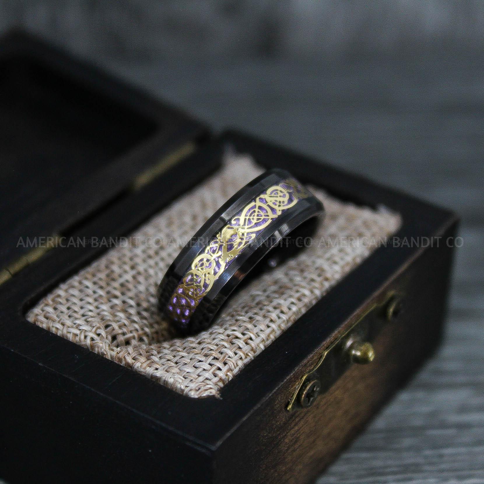 IMG_7600 Vikings Rings, Dragon Rings, Dragon Scroll Rings, Vikings Wedding Bands, Black Wedding Bands - Image 1