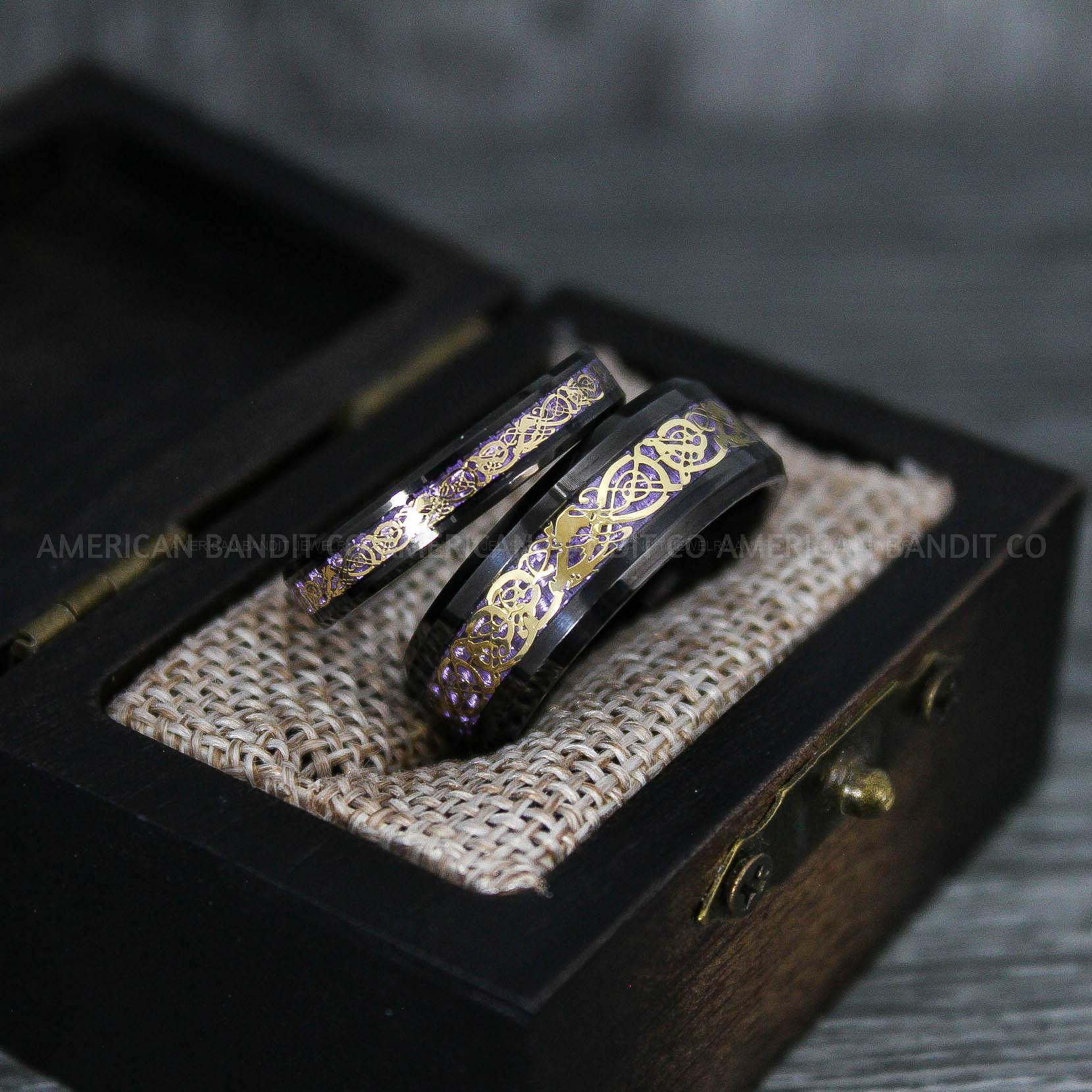 IMG_7601 Vikings Rings, Dragon Rings, Dragon Scroll Rings, Vikings Wedding Bands, Black Wedding Bands - Image 1