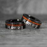 Player 1 Player 2 Rings, Gamer Rings, Couple Rings, Gamer Couple Wedding Bands, Gamer Wedding Rings