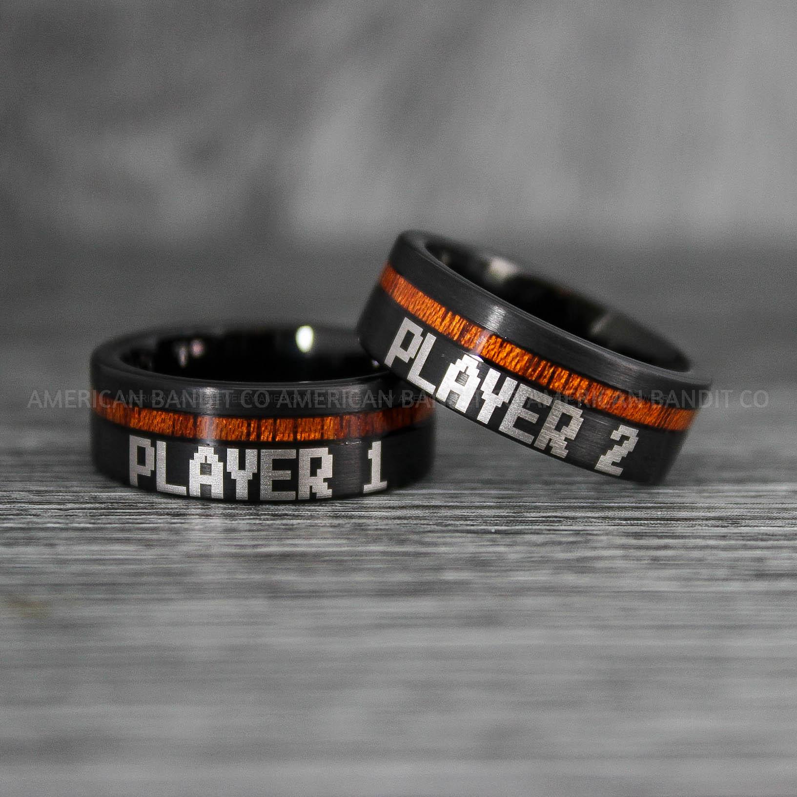 IMG_7610 Player 1 Player 2 Rings, Gamer Rings, Couple Rings, Gamer Couple Wedding Bands, Gamer Wedding Rings - Image 1