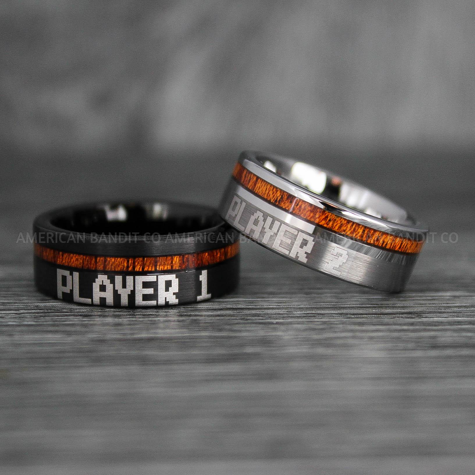 IMG_7613 Player 1 Player 2 Rings, Gamer Rings, Couple Rings, Gamer Couple Wedding Bands, Gamer Wedding Rings - Image 1