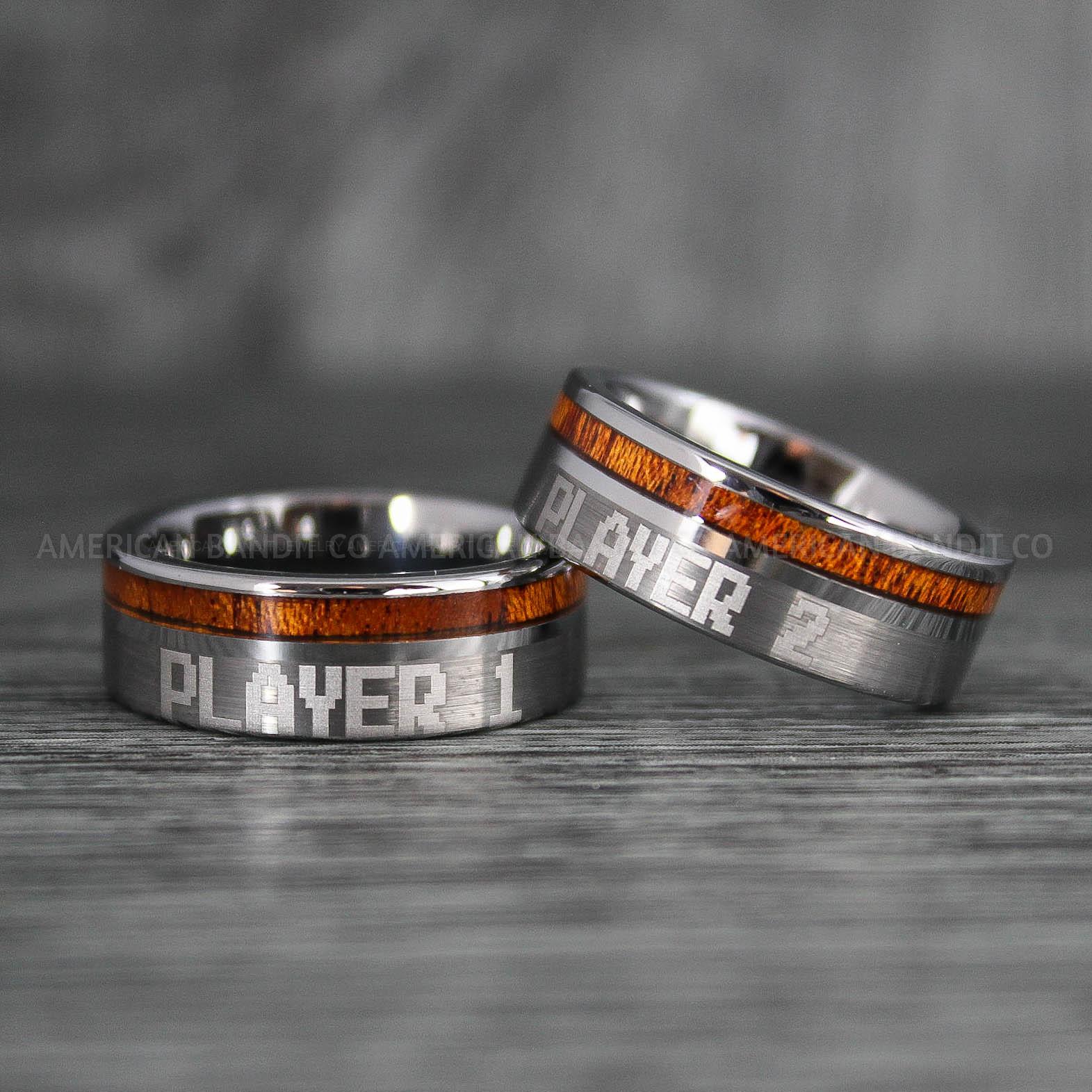IMG_7616 Player 1 Player 2 Rings, Gamer Rings, Couple Rings, Gamer Couple Wedding Bands, Gamer Wedding Rings - Image 1