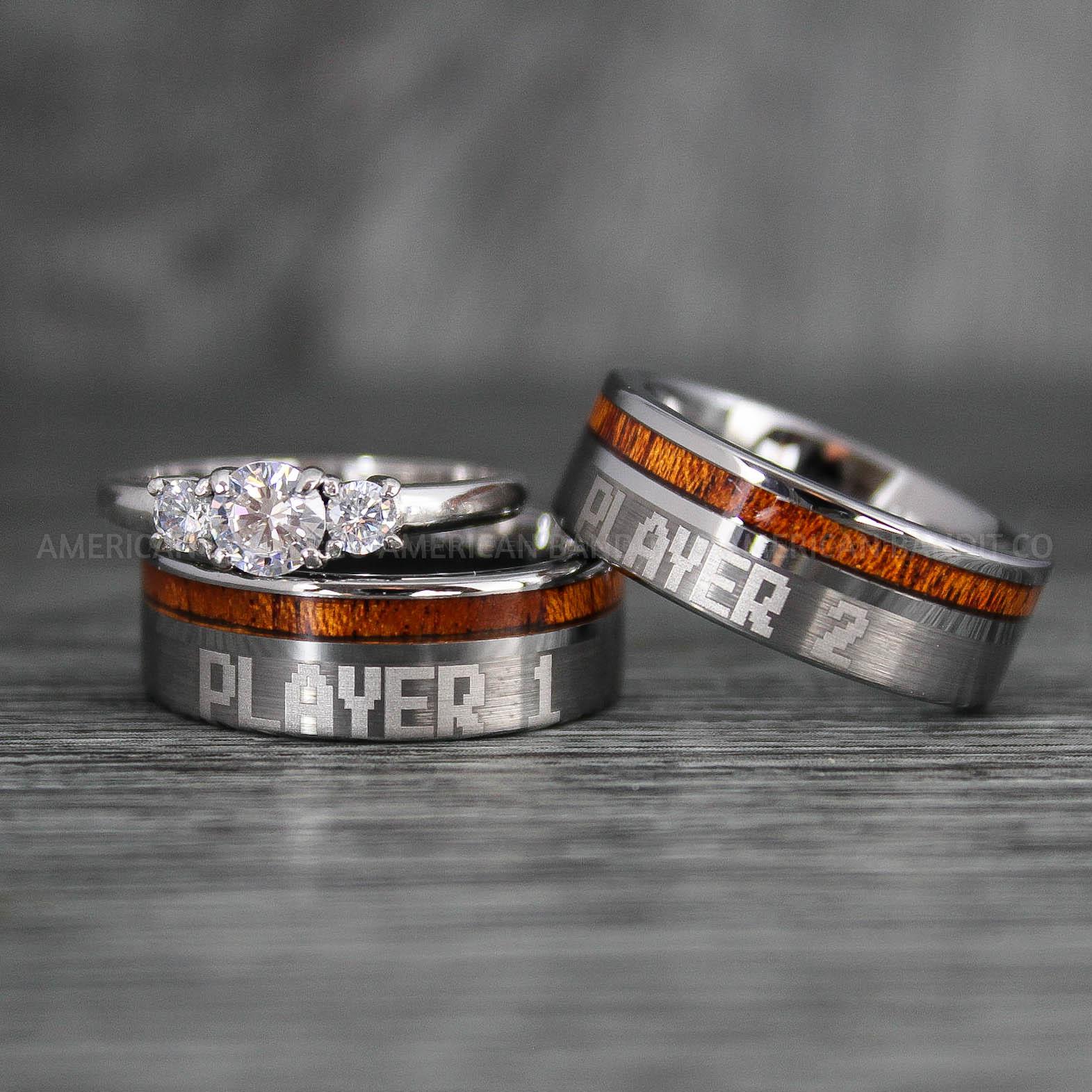 IMG_7618 Player 1 Player 2 Rings, Gamer Rings, Couple Rings, Gamer Couple Wedding Bands, Gamer Wedding Rings - Image 1
