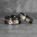I Love You I Know Rings, Aurebesh Rings, Black Wedding Bands, Aurebesh Wedding Bands, Aurebesh Wedding Rings, Aurebesh Jewelry