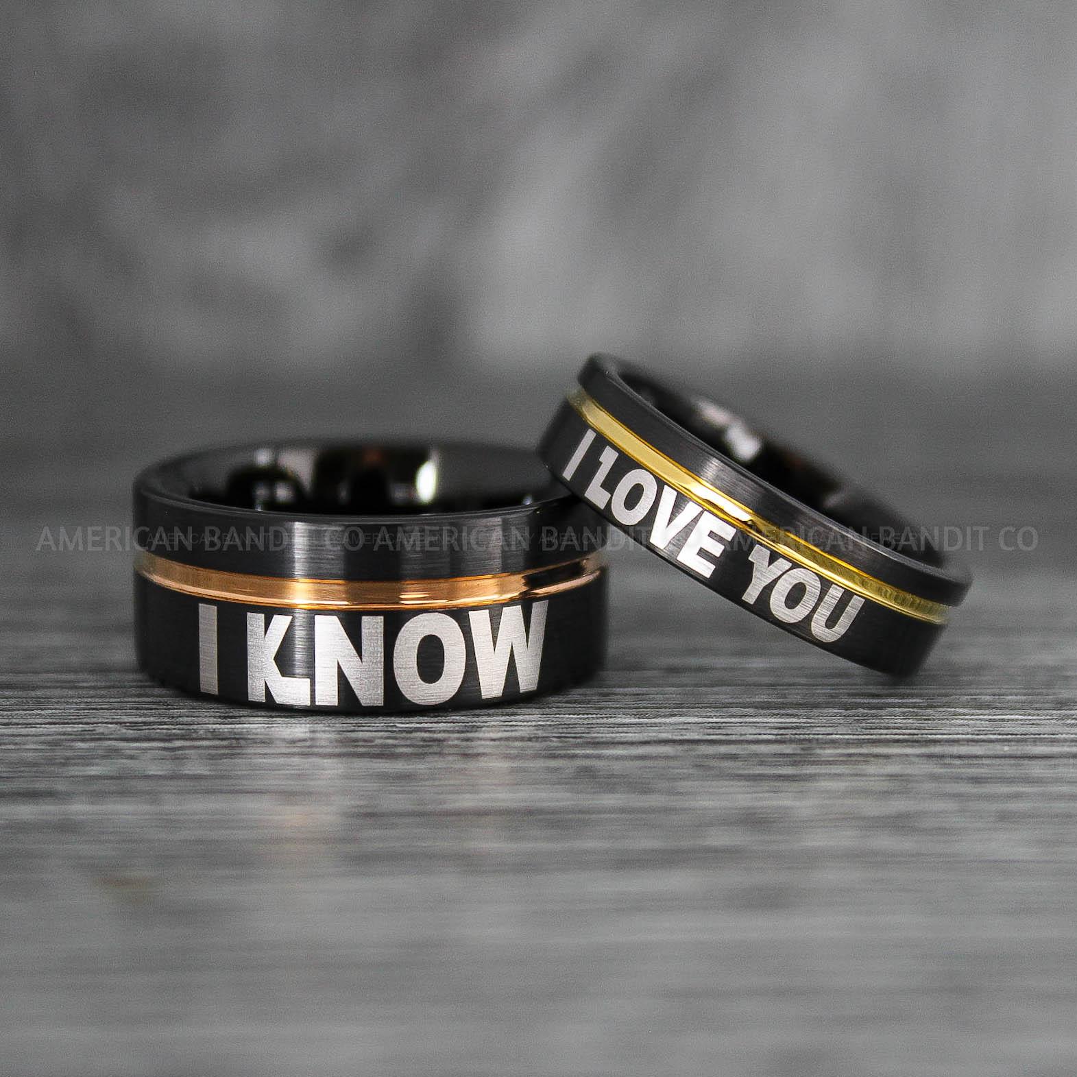 IMG_7621 I Love You I Know Rings, Aurebesh Rings, Black Wedding Bands, Aurebesh Wedding Bands, Aurebesh Wedding Rings, Aurebesh Jewelry - Image 1