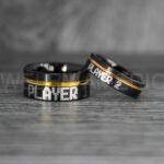 Player 1 Player 2 Rings, Gamer Rings, Couple Rings, Gamer Couple Wedding Bands, Gamer Wedding Rings