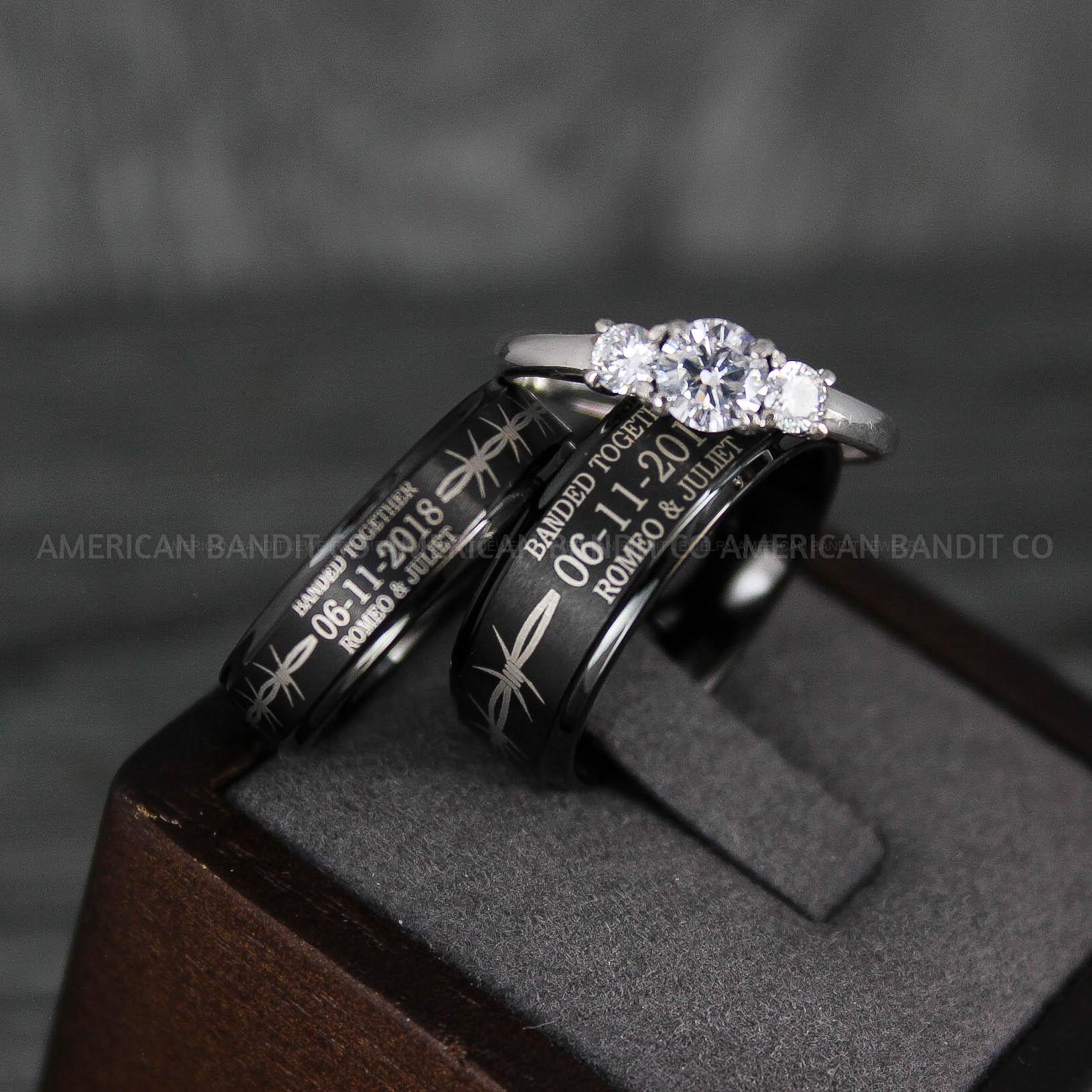 IMG_7770 Banded Together Rings, Barb Wire Rings, Barbed Wire Rings, Barb Wire Wedding Rings, Couple Rings, Biker Rings - Image 1