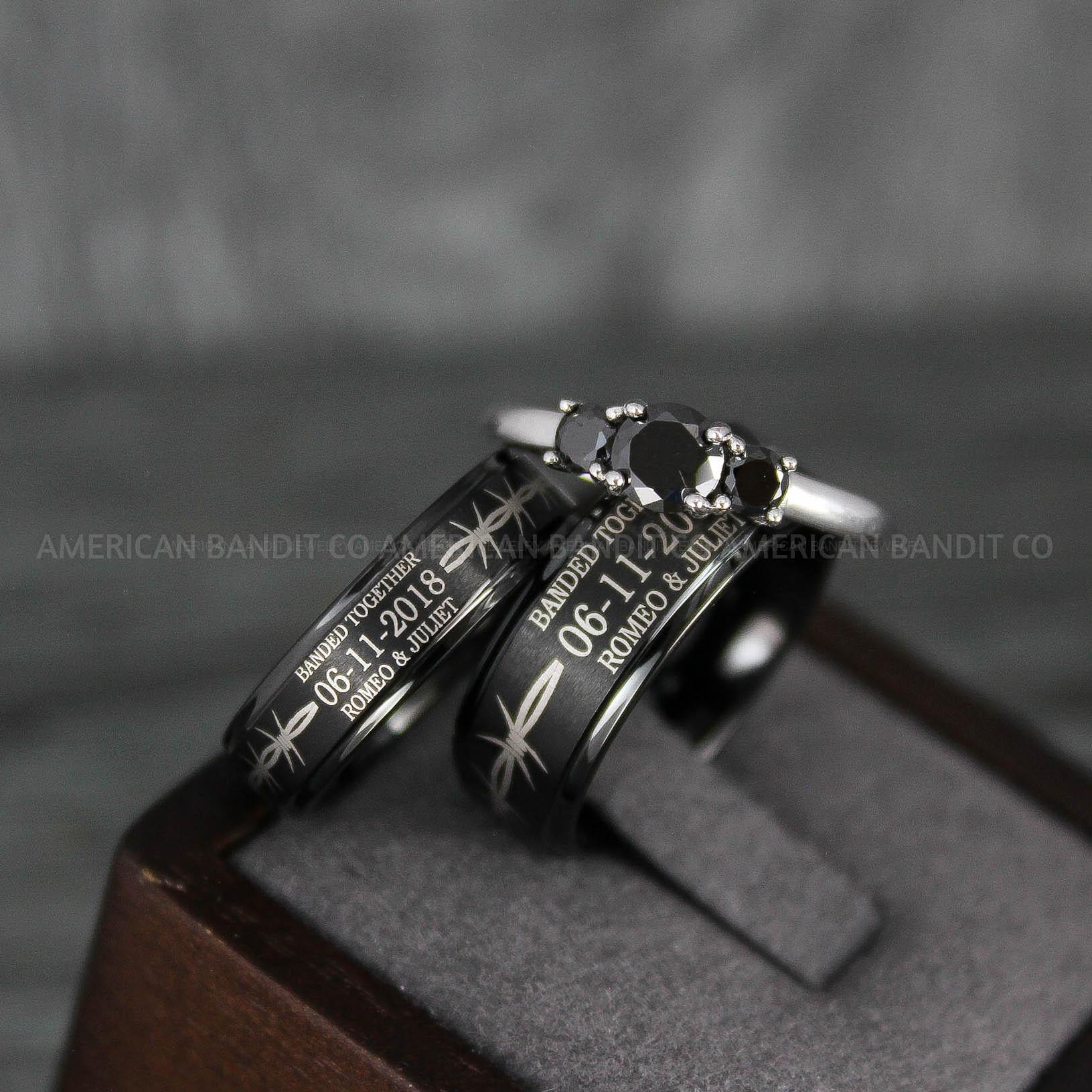 IMG_7772 Banded Together Rings, Barb Wire Rings, Barbed Wire Rings, Barb Wire Wedding Rings, Couple Rings, Biker Rings - Image 1