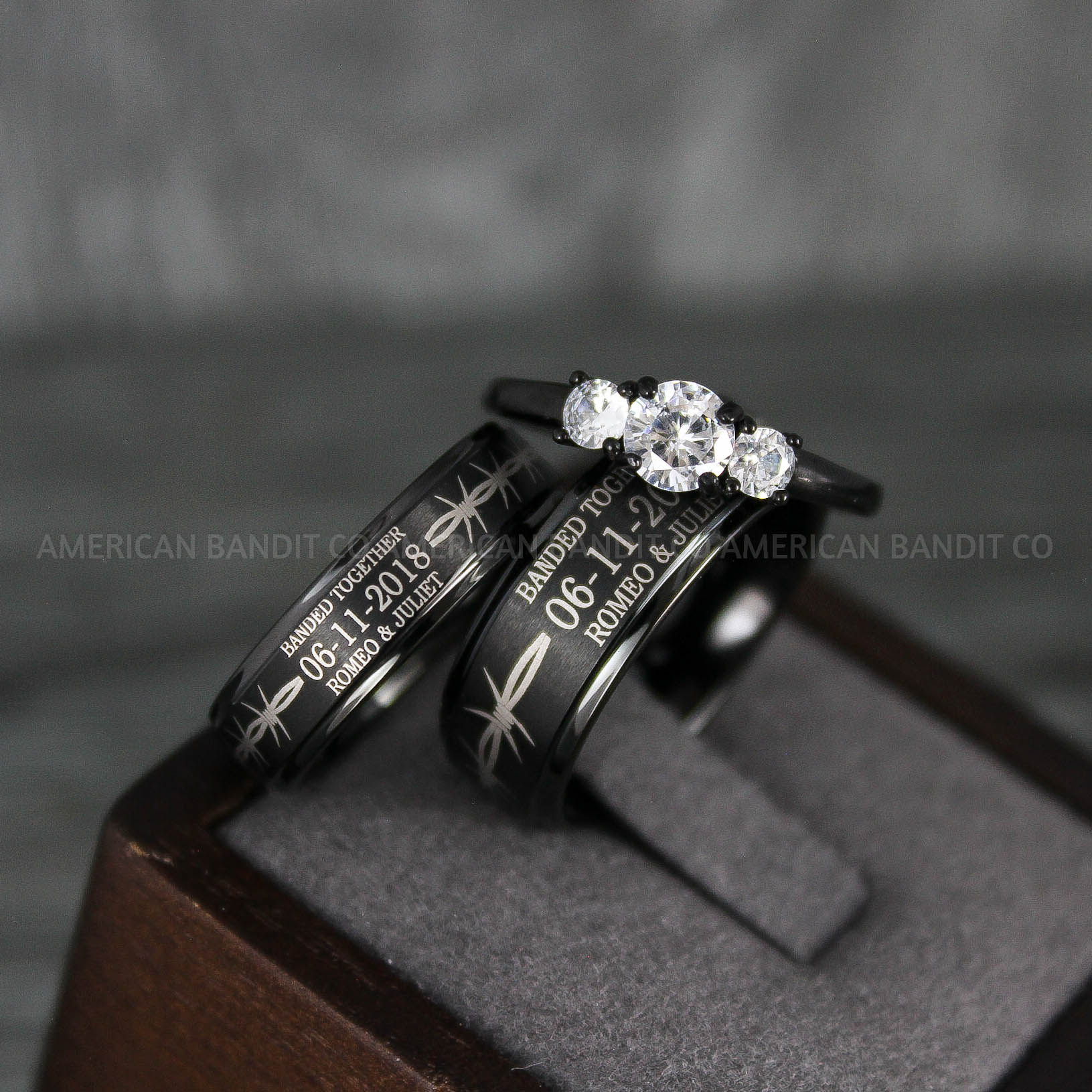 Barbed Wire 925 Silver & Black Band retailer Ring