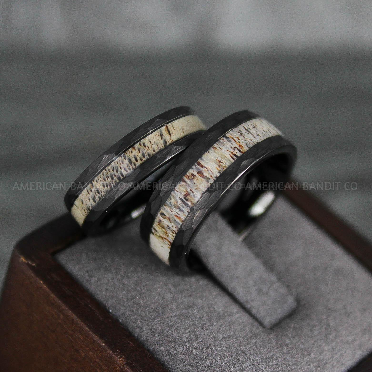 IMG_7777 Deer Antler Rings, Couple Rings, Antler Wedding Bands, Deer Hunting Rings, Deer Hunting Rings - Image 1