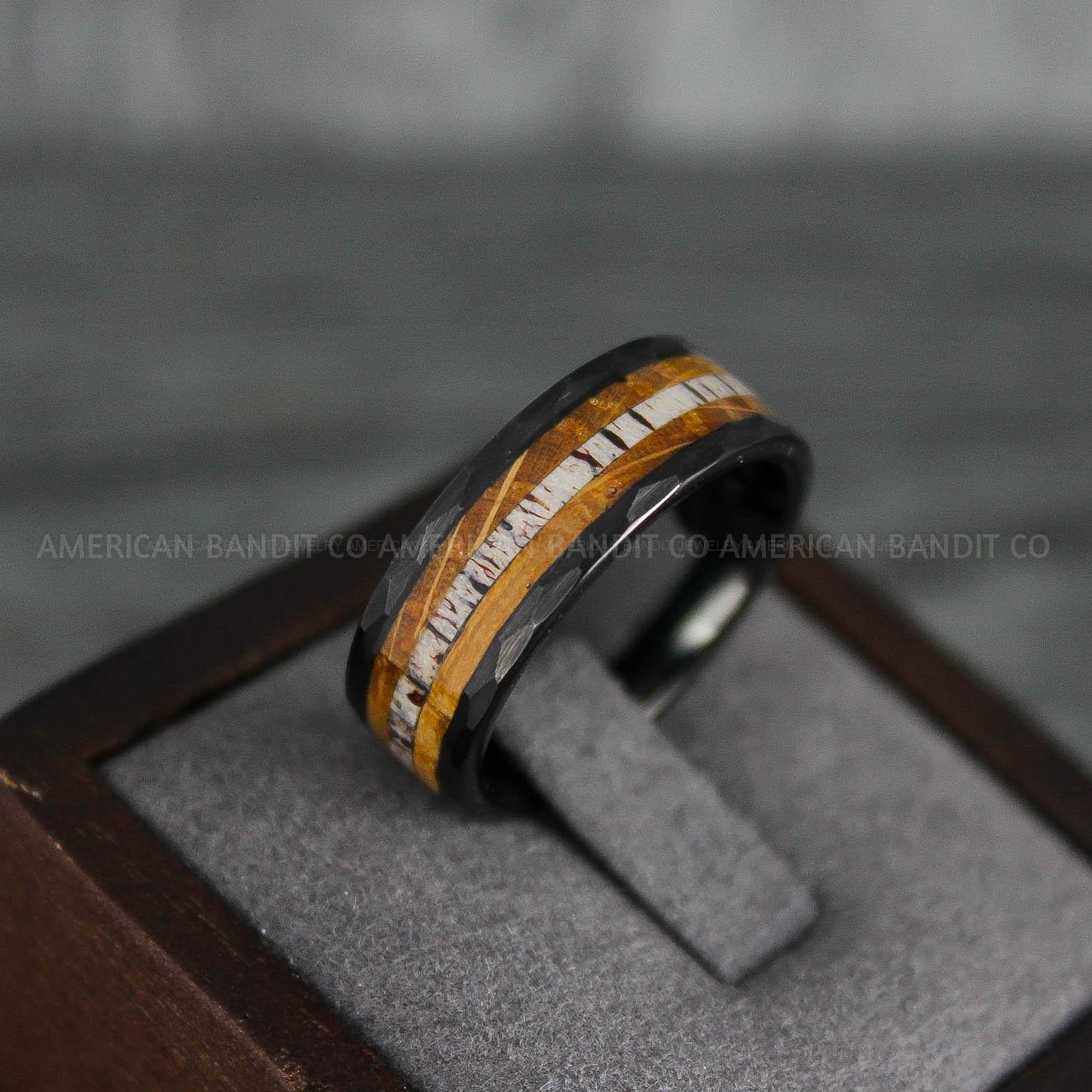IMG_7778 Deer Antler Ring, Antler Wedding Band, Deer Hunting Ring, Deer Hunting Ring, Deer Antler Wedding Ring, Black Wedding Band - Image 1