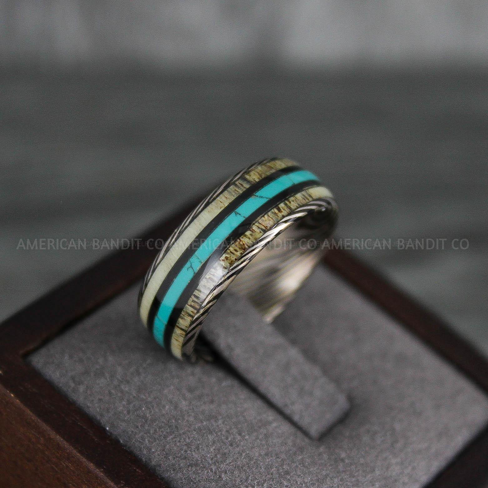 IMG_7781 Deer Antler Ring, Antler Wedding Band, Deer Hunting Ring, Deer Hunting Ring, Deer Antler Wedding Ring, Black Wedding Band, His Wedding Ring - Image 1