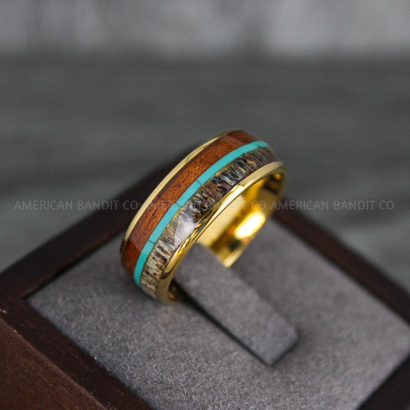 IMG_7789 Deer Antler Ring, Antler Wedding Band, Deer Hunting Ring, Deer Hunting Ring, Deer Antler Wedding Ring, Gold Wedding Band, His Wedding Ring - Image 1