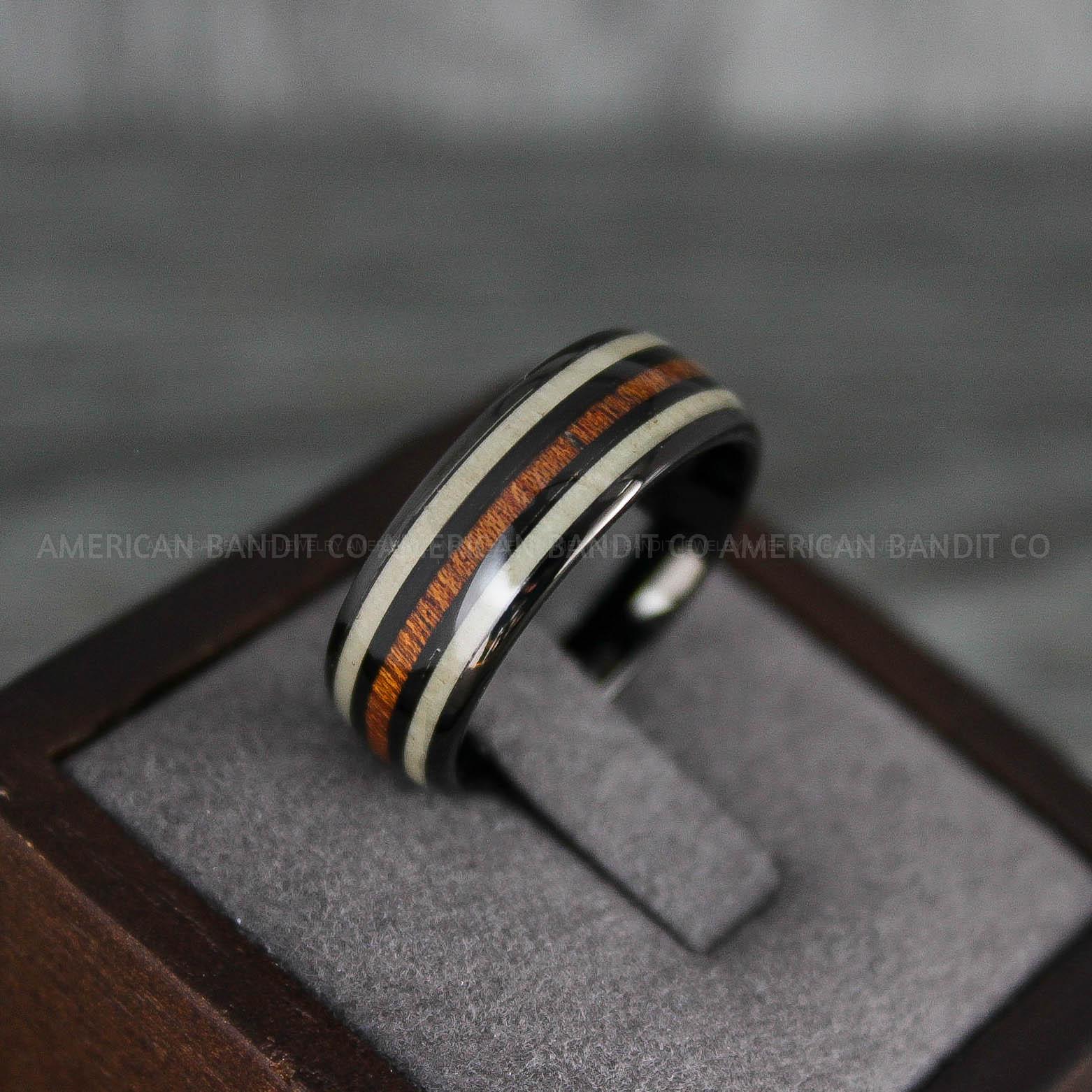 IMG_7791 Deer Antler Ring, Antler Wedding Band, Deer Hunting Ring, Deer Hunting Ring, Deer Antler Wedding Ring, Black Wedding Band, His Wedding Ring - Image 1