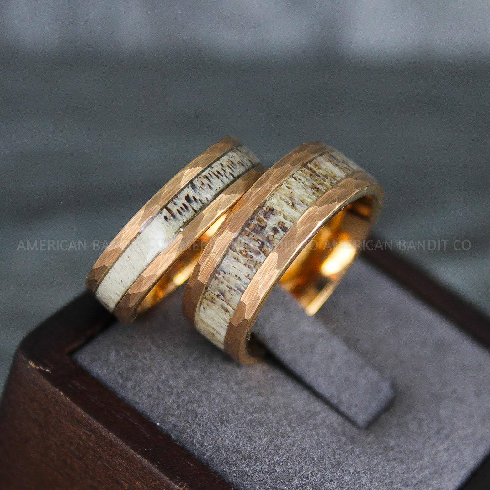 IMG_7796 Deer Antler Rings, Couple Rings, Antler Wedding Bands, Deer Hunting Rings, Deer Hunting Rings - Image 1