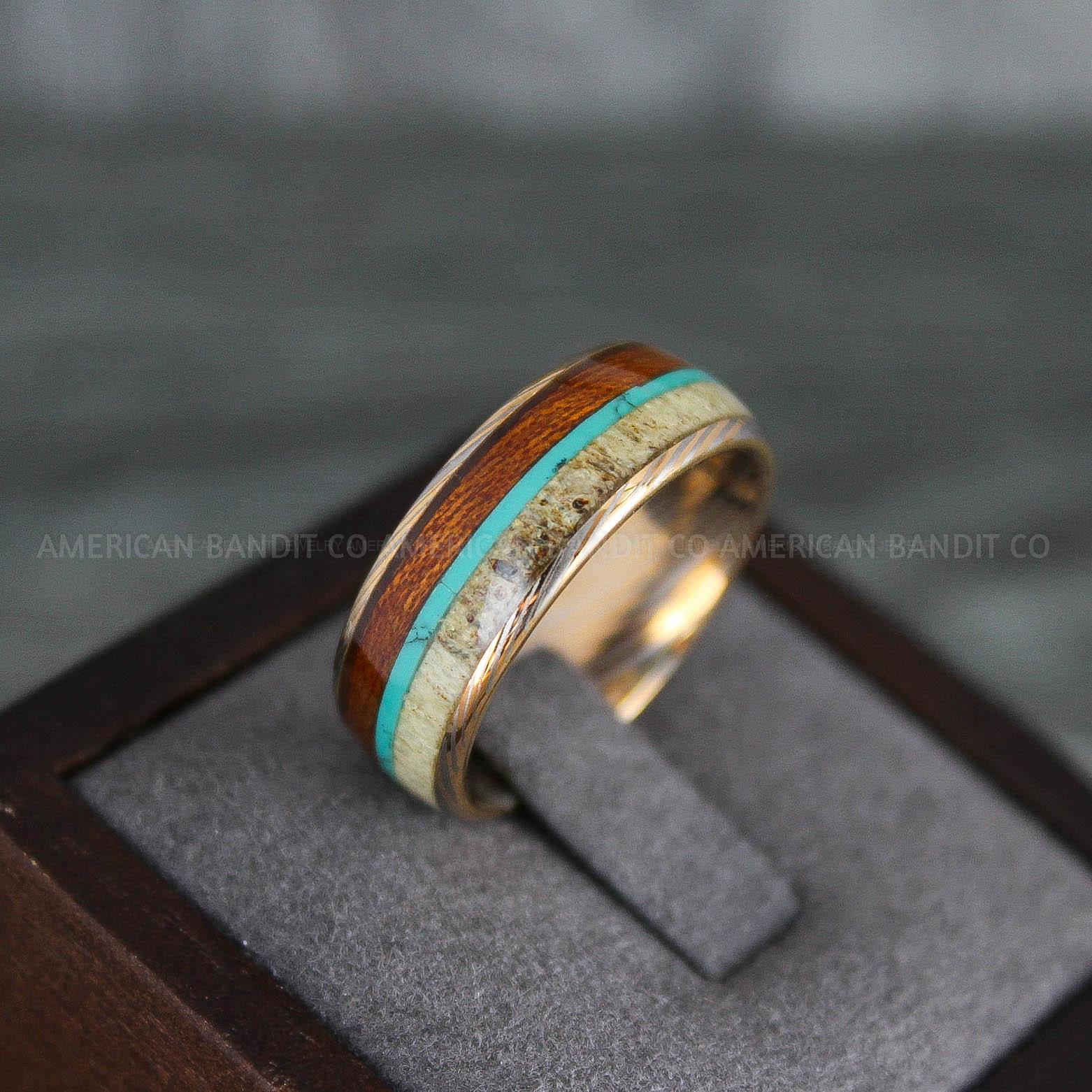 IMG_7798 Deer Antler Ring, Antler Wedding Band, Deer Hunting Ring, Deer Hunting Ring, Deer Antler Wedding Ring, Rose Gold Wedding Band, His Wedding Ring - Image 1