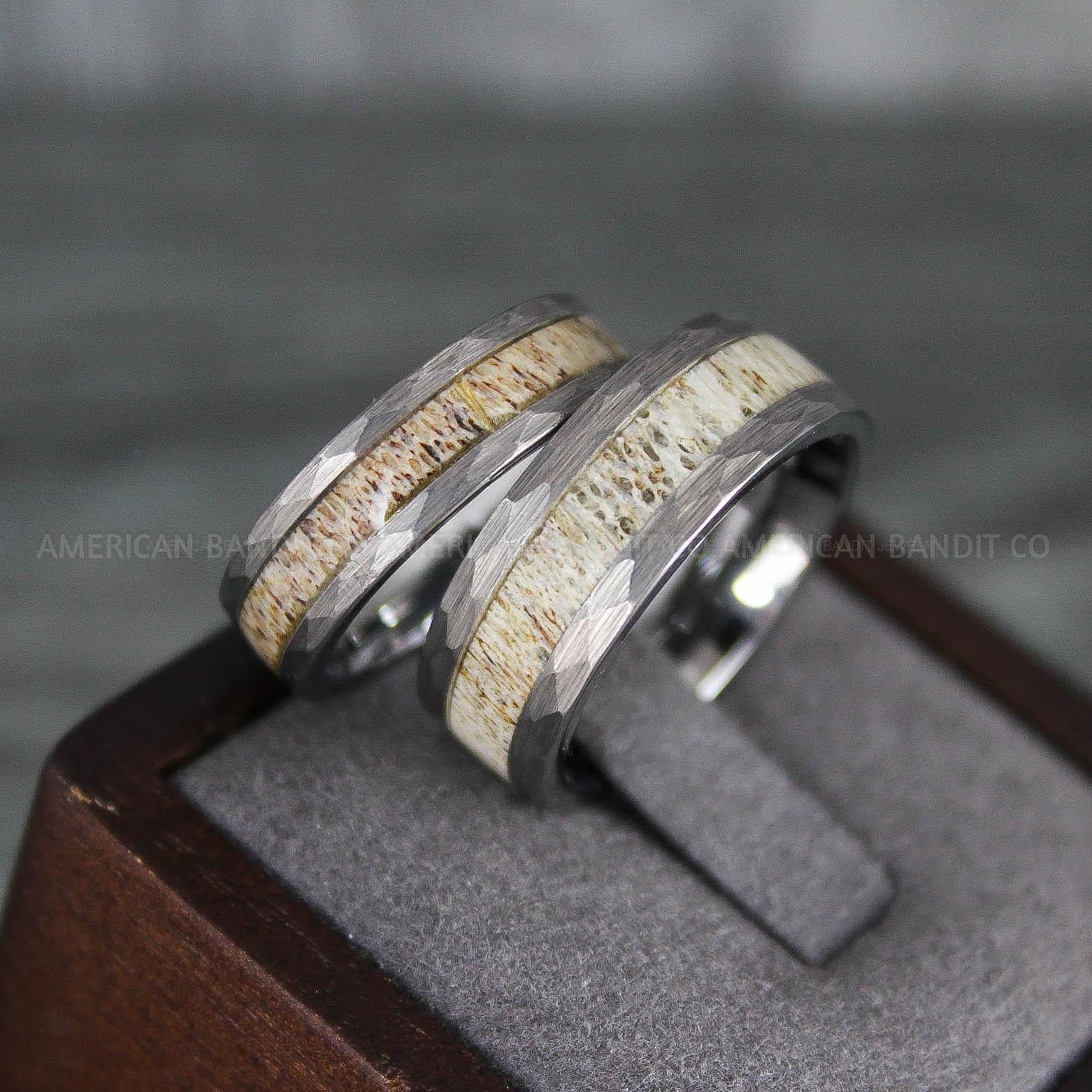 IMG_7805 Deer Antler Rings, Couple Rings, Antler Wedding Bands, Deer Hunting Rings, Deer Hunting Rings - Image 1