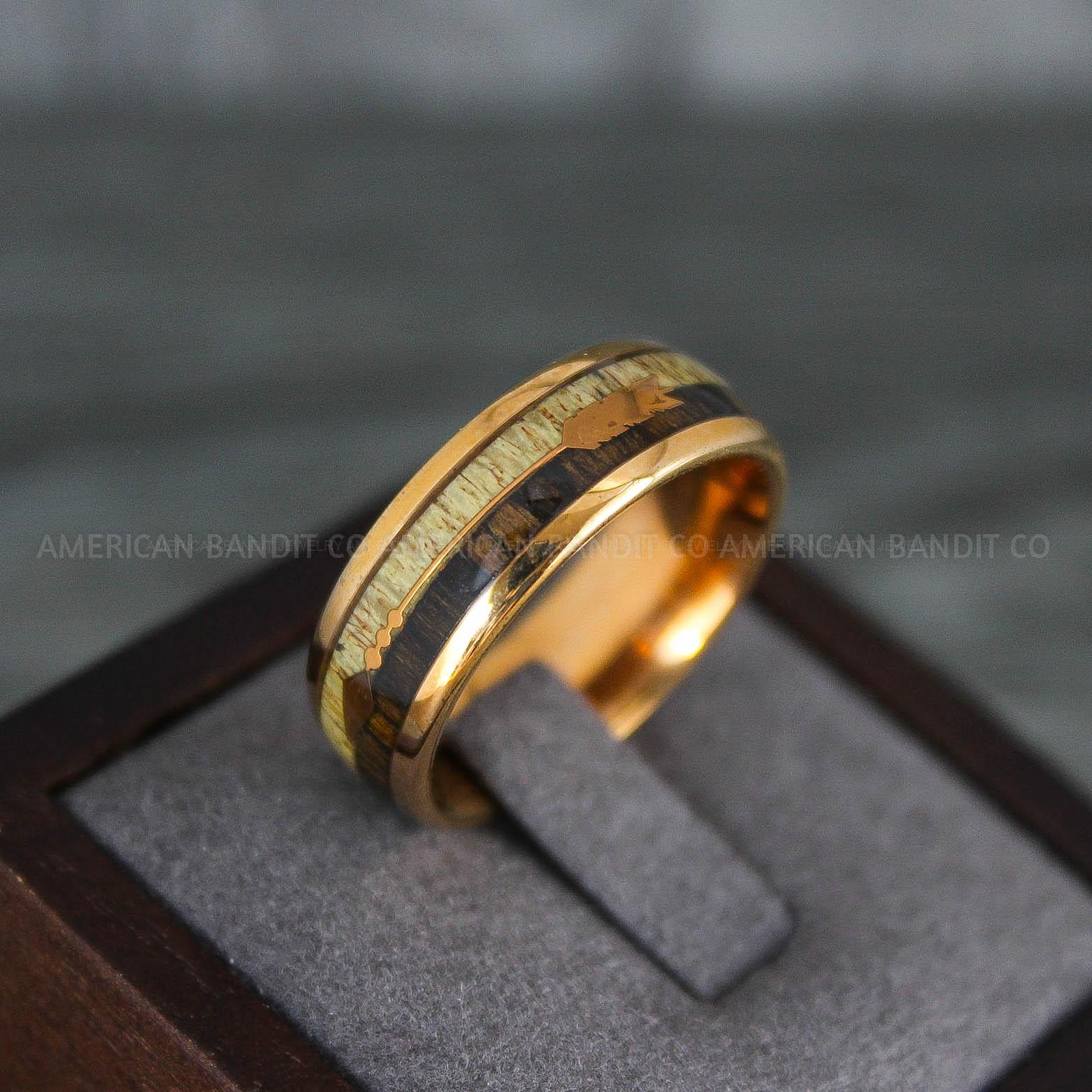 IMG_7808 Deer Antler Ring, Antler Wedding Band, Deer Hunting Ring, Deer Hunting Ring, Deer Antler Wedding Ring, Rose Gold Wedding Band, His Wedding Ring - Image 1
