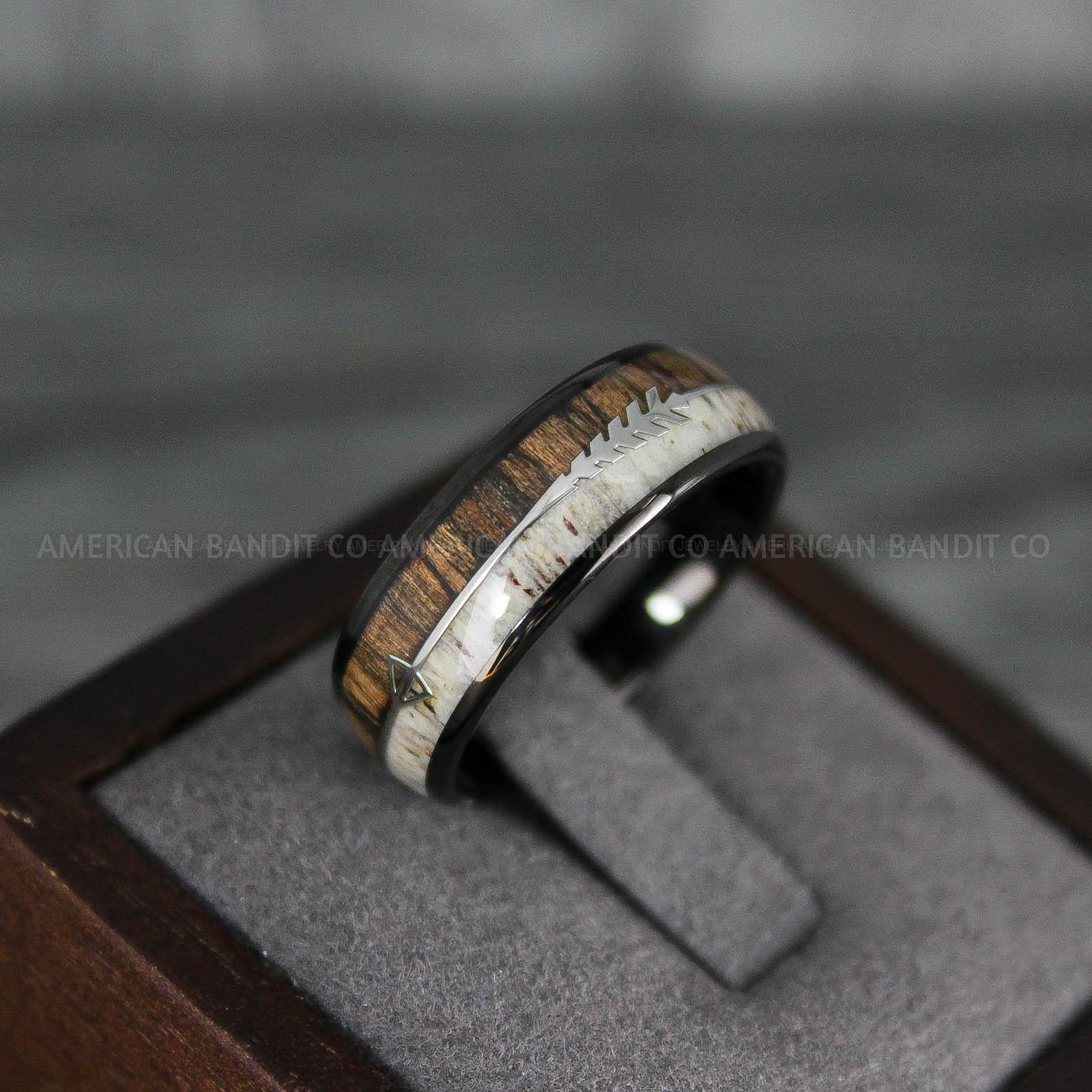 IMG_7809 Deer Antler Ring, Antler Wedding Band, Deer Hunting Ring, Deer Hunting Ring, Deer Antler Wedding Ring, Black Wedding Band, His Wedding Ring - Image 1
