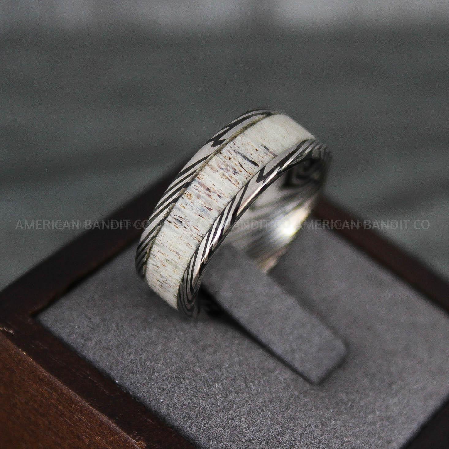 IMG_7830 Deer Antler Rings, Couple Rings, Antler Wedding Bands, Deer Hunting Rings, Deer Hunting Rings - Image 1