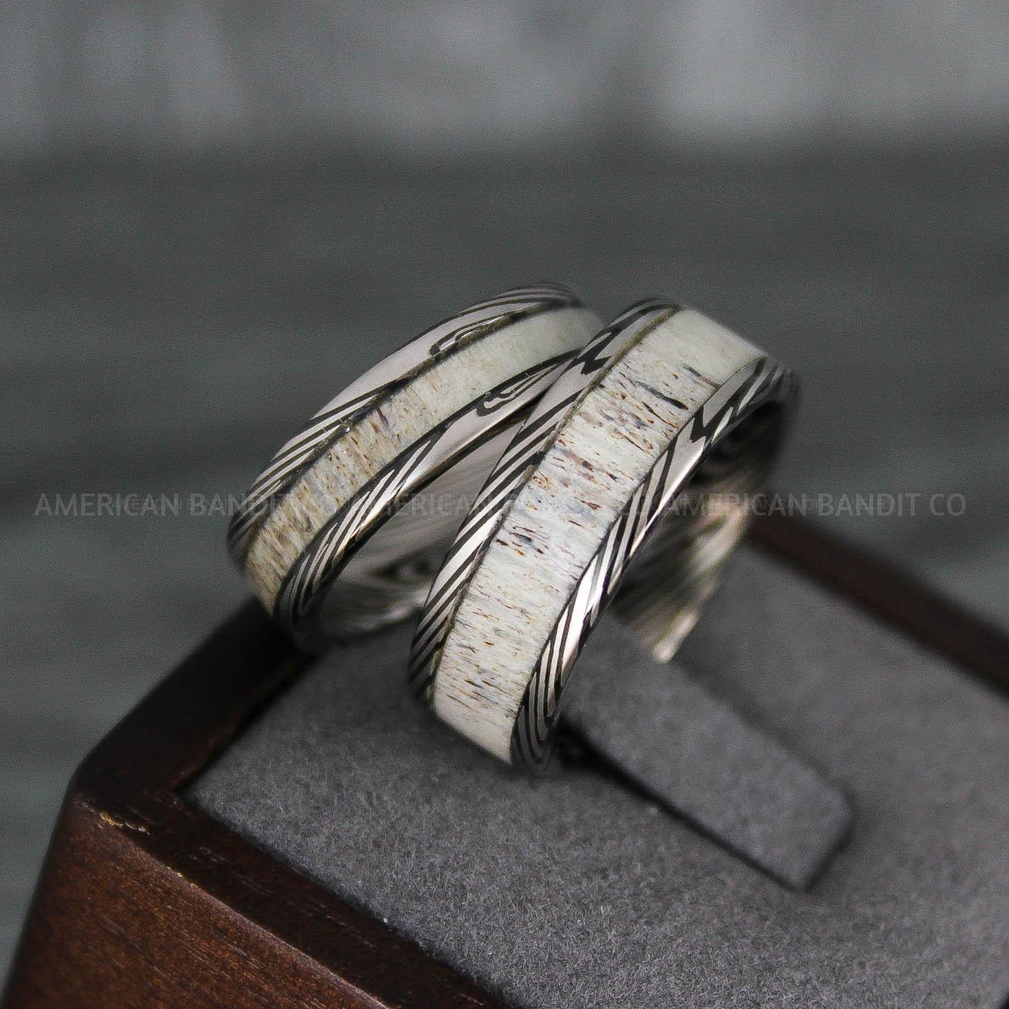 IMG_7831 Deer Antler Rings, Couple Rings, Antler Wedding Bands, Deer Hunting Rings, Deer Hunting Rings - Image 1