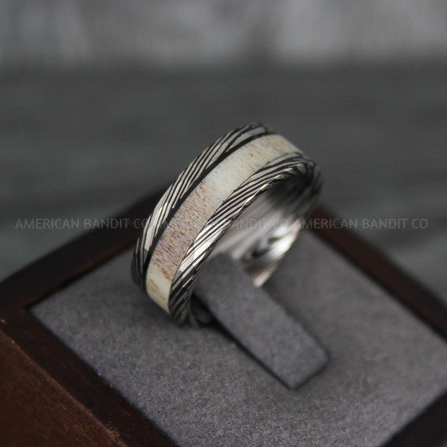 IMG_7832 Deer Antler Rings, Couple Rings, Wedding Ring Set, Antler Wedding Bands, Deer Hunting Rings, Deer Hunting Rings - Image 1