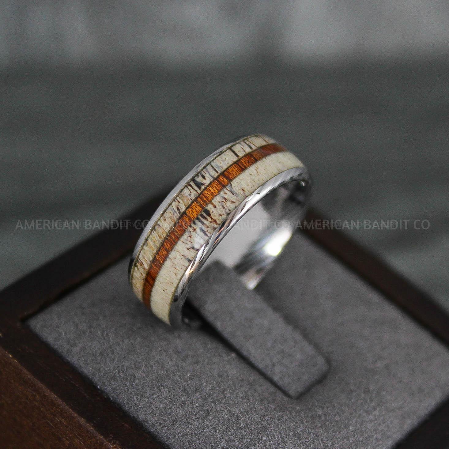 IMG_7833 Deer Antler Ring, Antler Wedding Band, Deer Hunting Ring, Deer Hunting Ring, Deer Antler Wedding Ring, Black Wedding Band, His Wedding Ring - Image 1