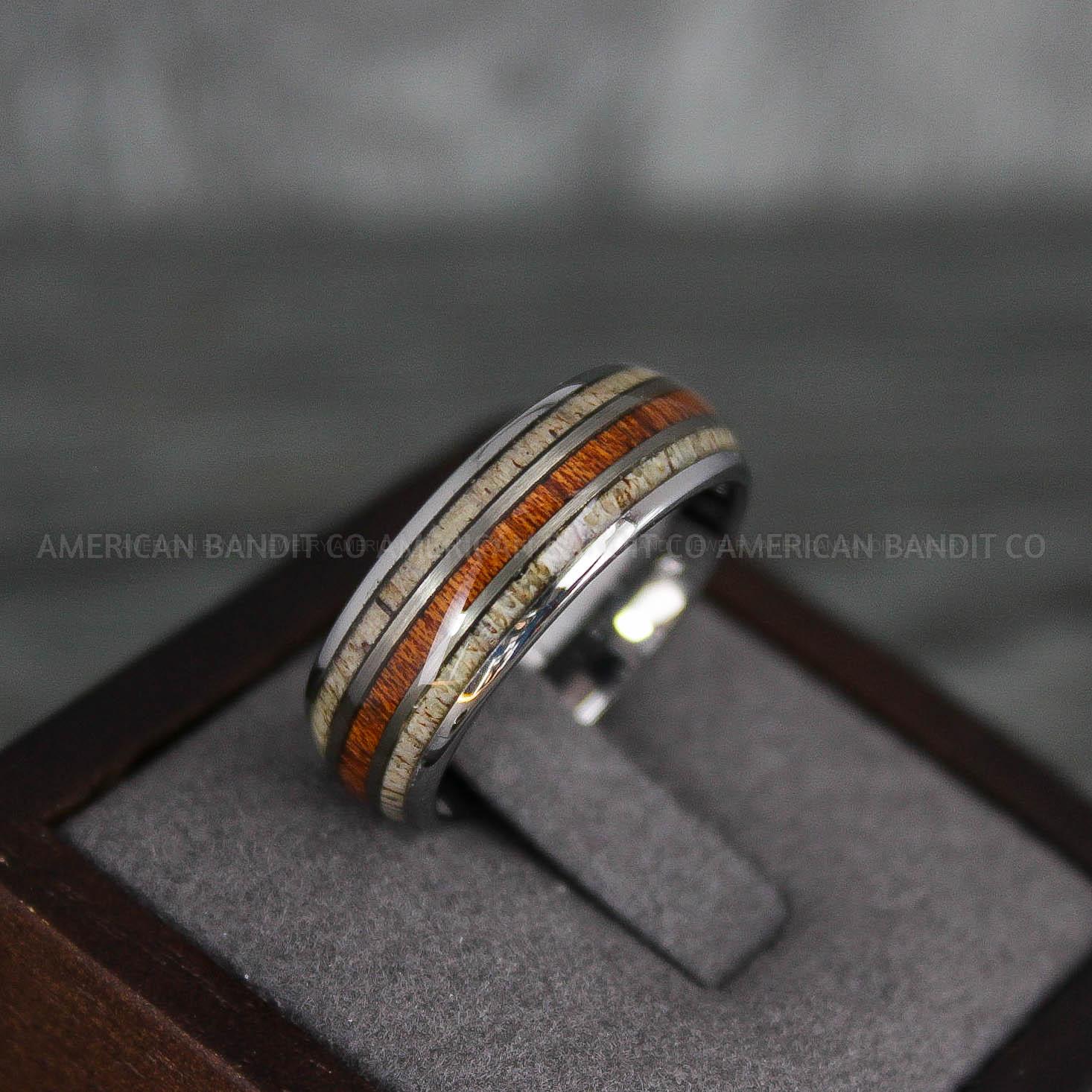 IMG_7834 Deer Antler Ring, Antler Wedding Band, Deer Hunting Ring, Deer Hunting Ring, Deer Antler Wedding Ring, Black Wedding Band, His Wedding Ring - Image 1