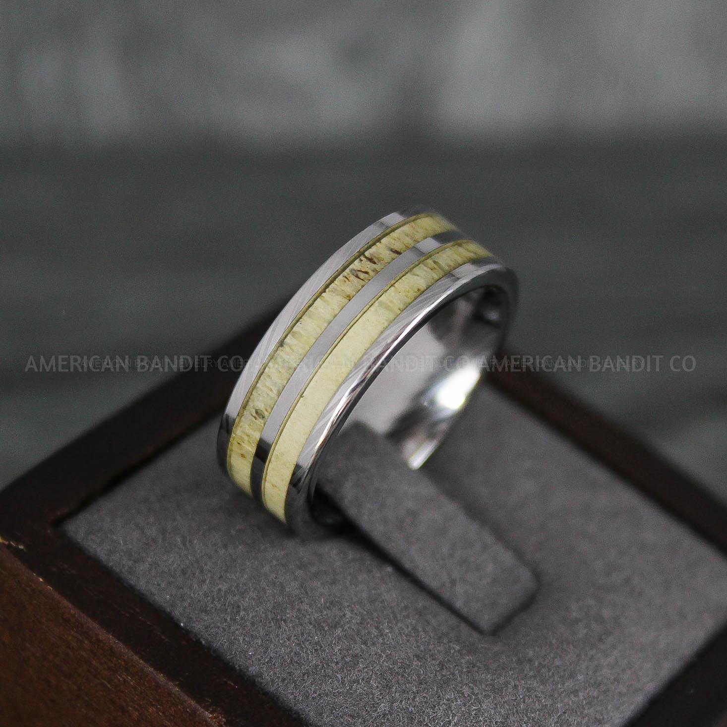 IMG_7836 Deer Antler Rings, Couple Rings, Wedding Ring Set, Antler Wedding Bands, Deer Hunting Rings, Deer Hunting Rings - Image 1