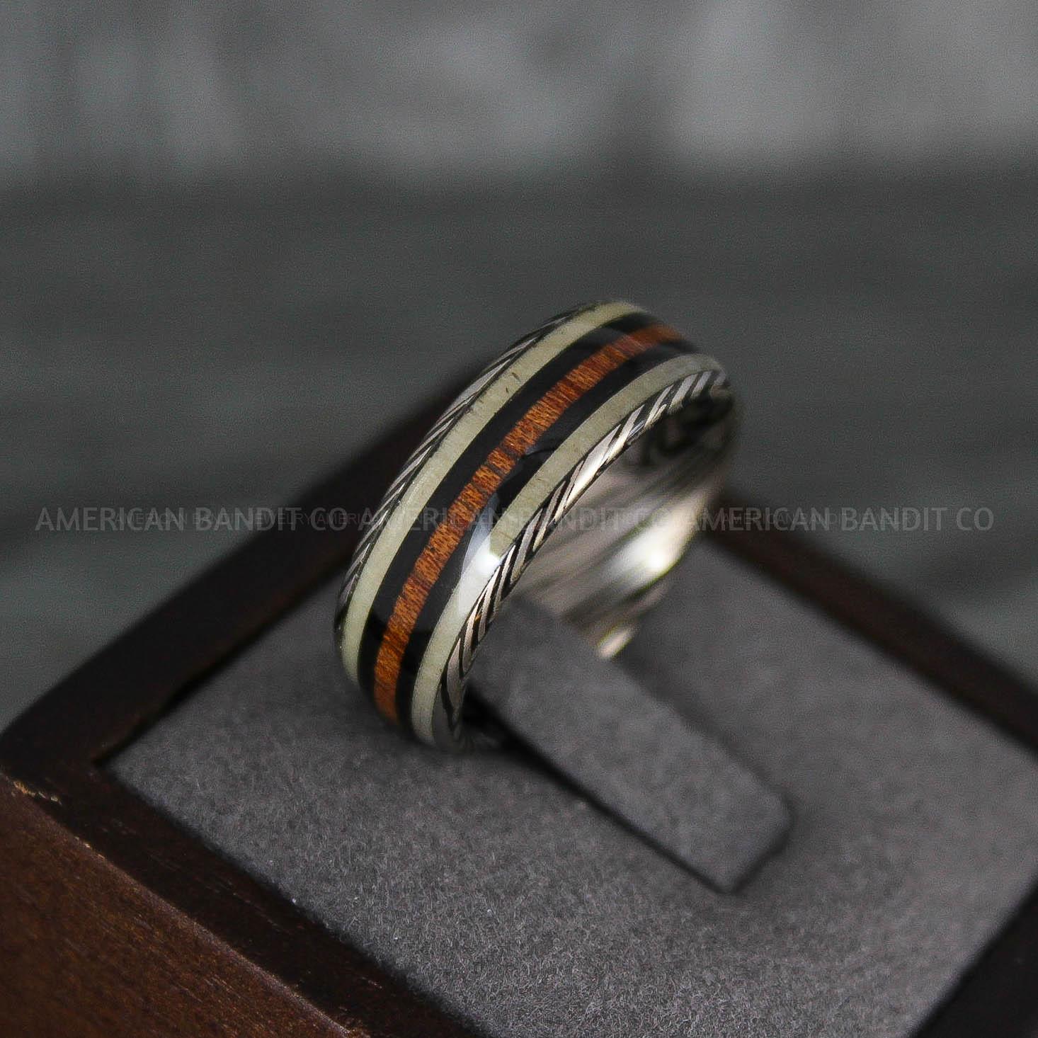 IMG_7837 Deer Antler Ring, Antler Wedding Band, Deer Hunting Ring, Deer Hunting Ring, Deer Antler Wedding Ring, Black Wedding Band, His Wedding Ring - Image 1