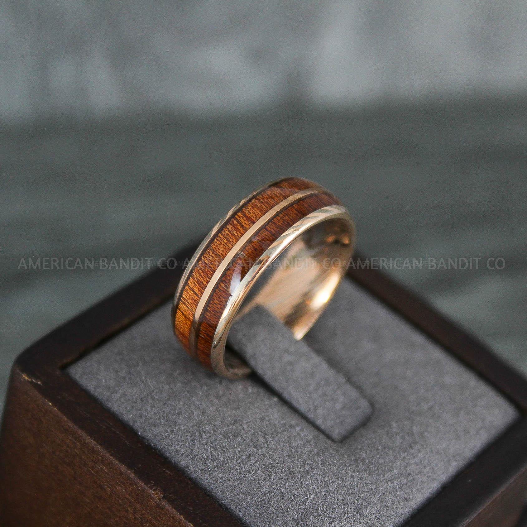 IMG_7847 Wood Ring, Wood Wedding Ring, Wood Wedding Band, Rose Gold Wedding Ring, Rose Gold Wedding Band - Image 1