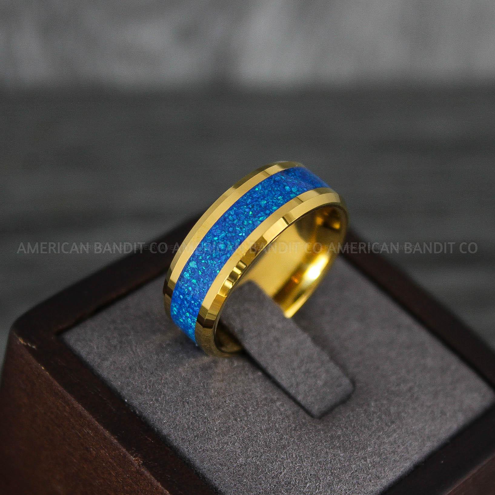 IMG_7854 Opal Ring, Opal Wedding Band, Galaxy Ring, Galaxy Wedding Band, Crushed Opal Wedding Ring - Image 1