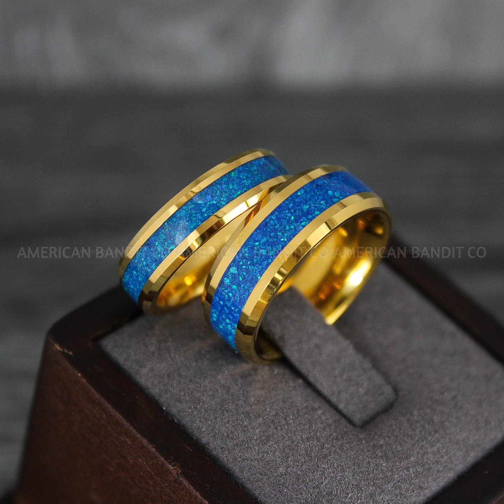 IMG_7855 Opal Rings, Opal Wedding Bands, Galaxy Rings, Galaxy Wedding Bands, Crushed Opal Wedding Rings - Image 1