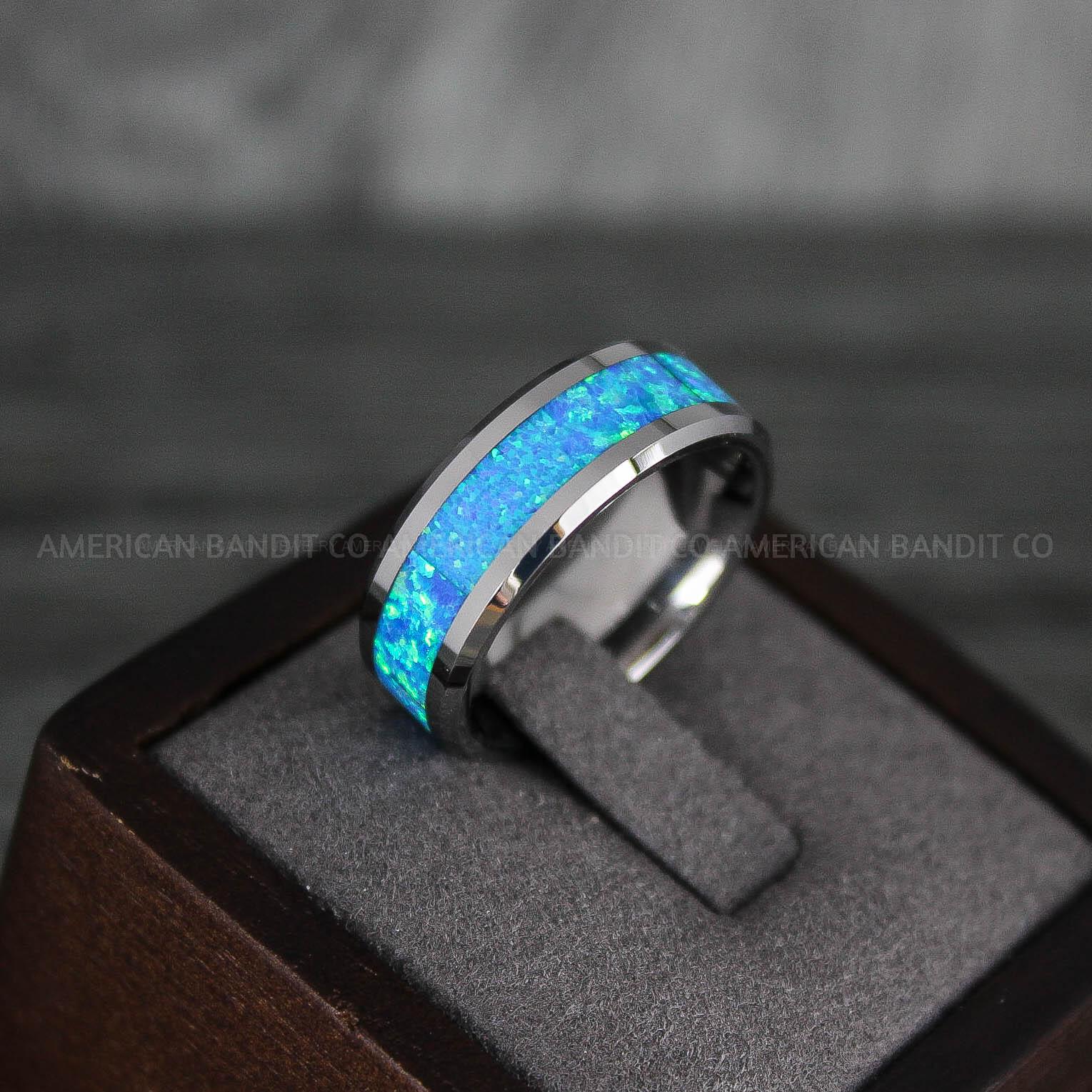 IMG_7857 Opal Ring, Opal Wedding Band, Galaxy Ring, Galaxy Wedding Band, Crushed Opal Wedding Ring - Image 1