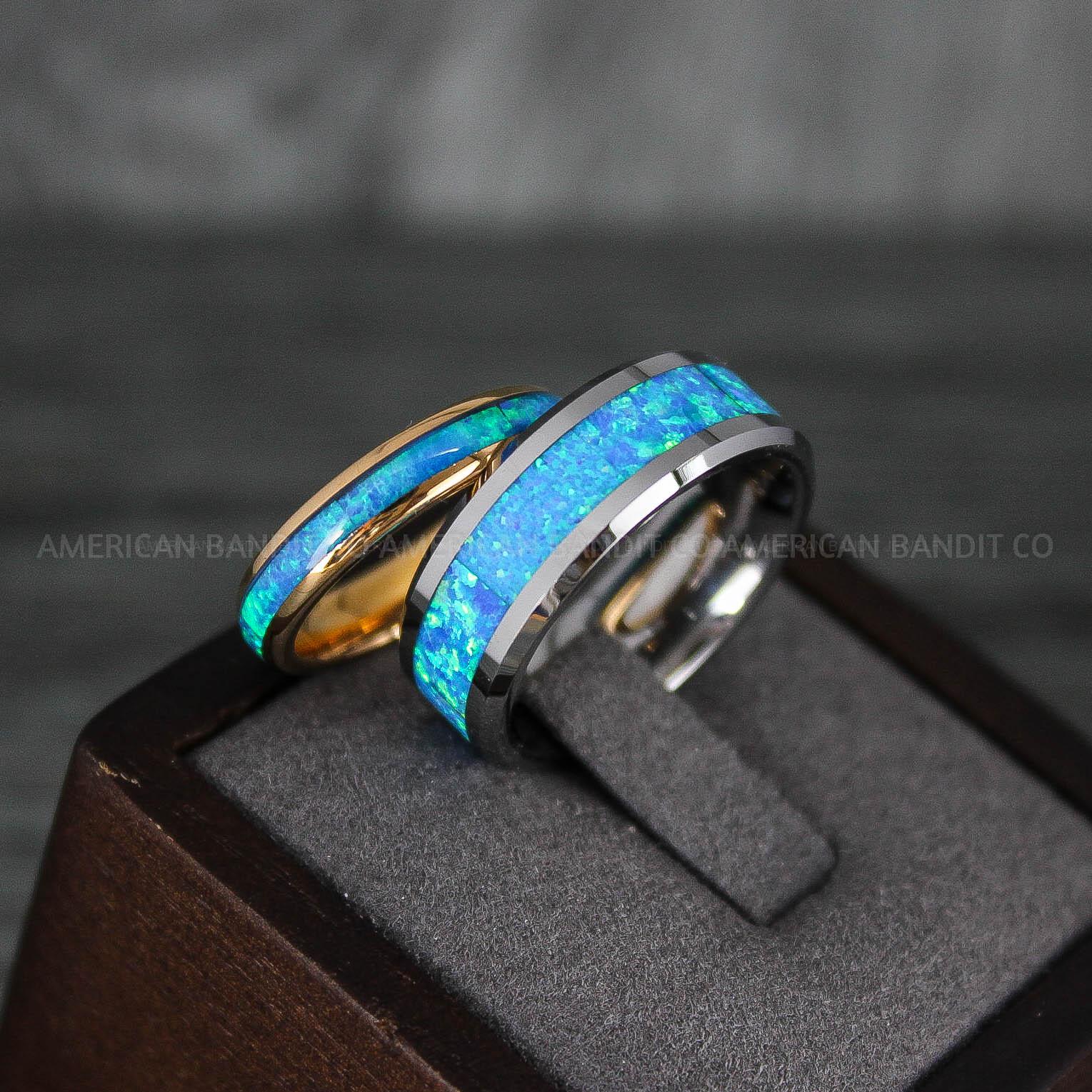 IMG_7861 Opal Ring, Opal Wedding Band, Galaxy Ring, Galaxy Wedding Band, Crushed Opal Wedding Ring - Image 1