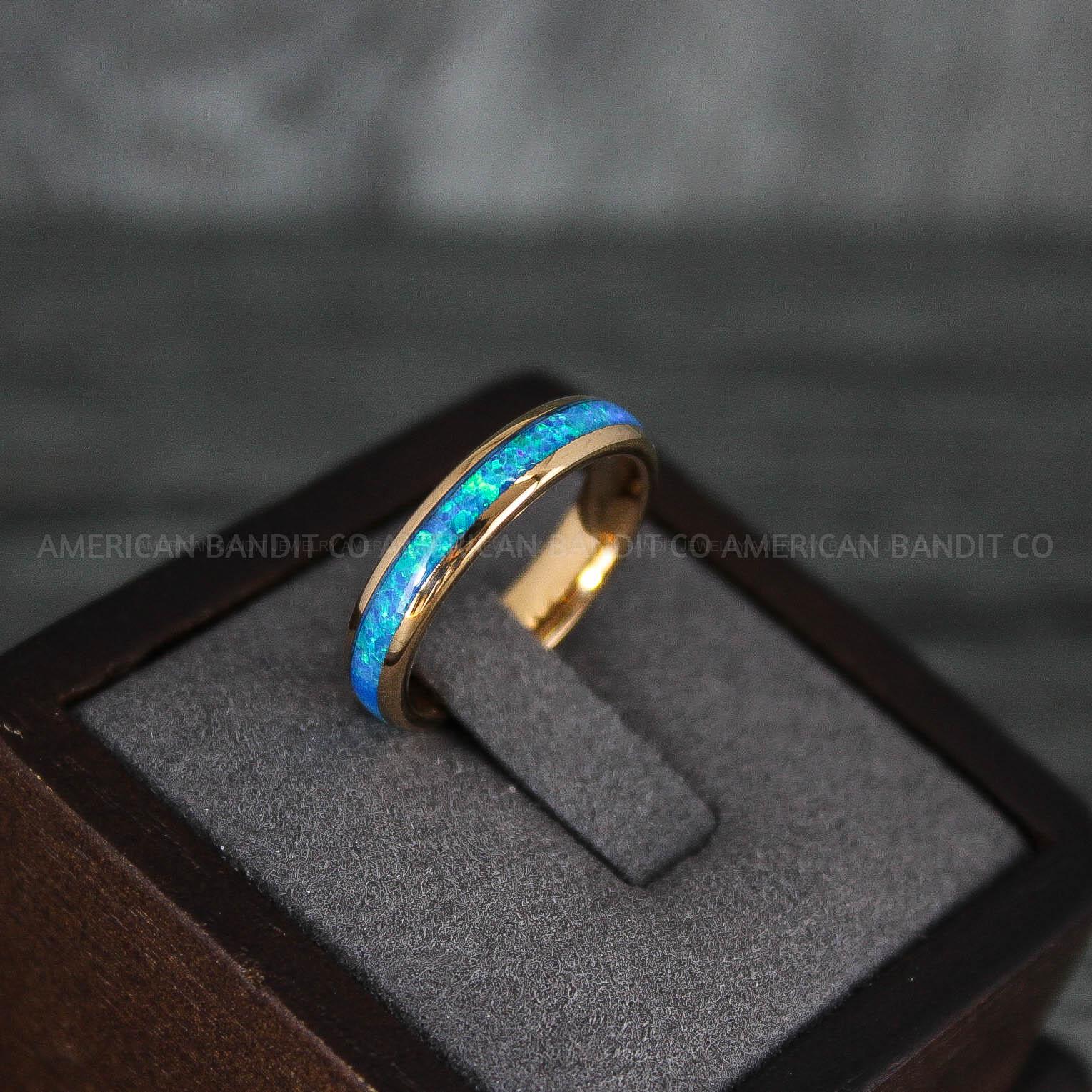 IMG_7862 Opal Ring, Opal Wedding Band, Galaxy Ring, Galaxy Wedding Band, Crushed Opal Wedding Ring - Image 1