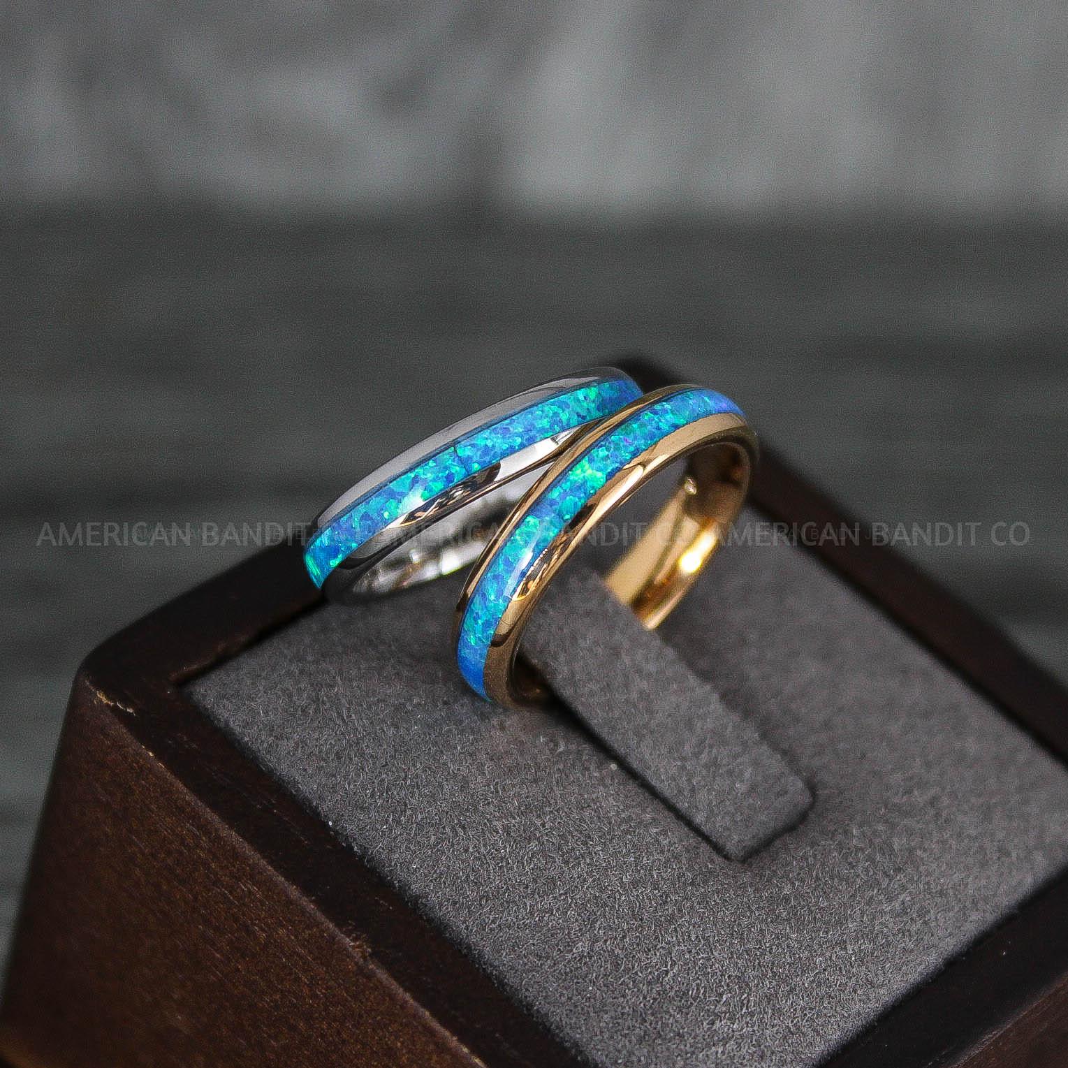IMG_7863 Opal Rings, Opal Wedding Bands, Galaxy Rings, Galaxy Wedding Bands, Crushed Opal Wedding Rings - Image 1