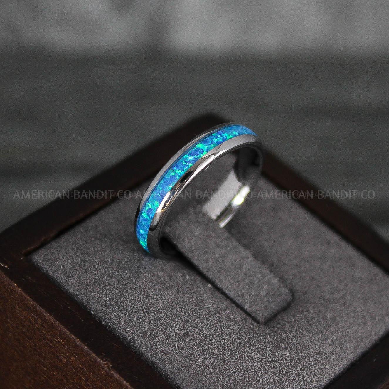 IMG_7864 Opal Ring, Opal Wedding Band, Galaxy Ring, Galaxy Wedding Band, Crushed Opal Wedding Ring - Image 1