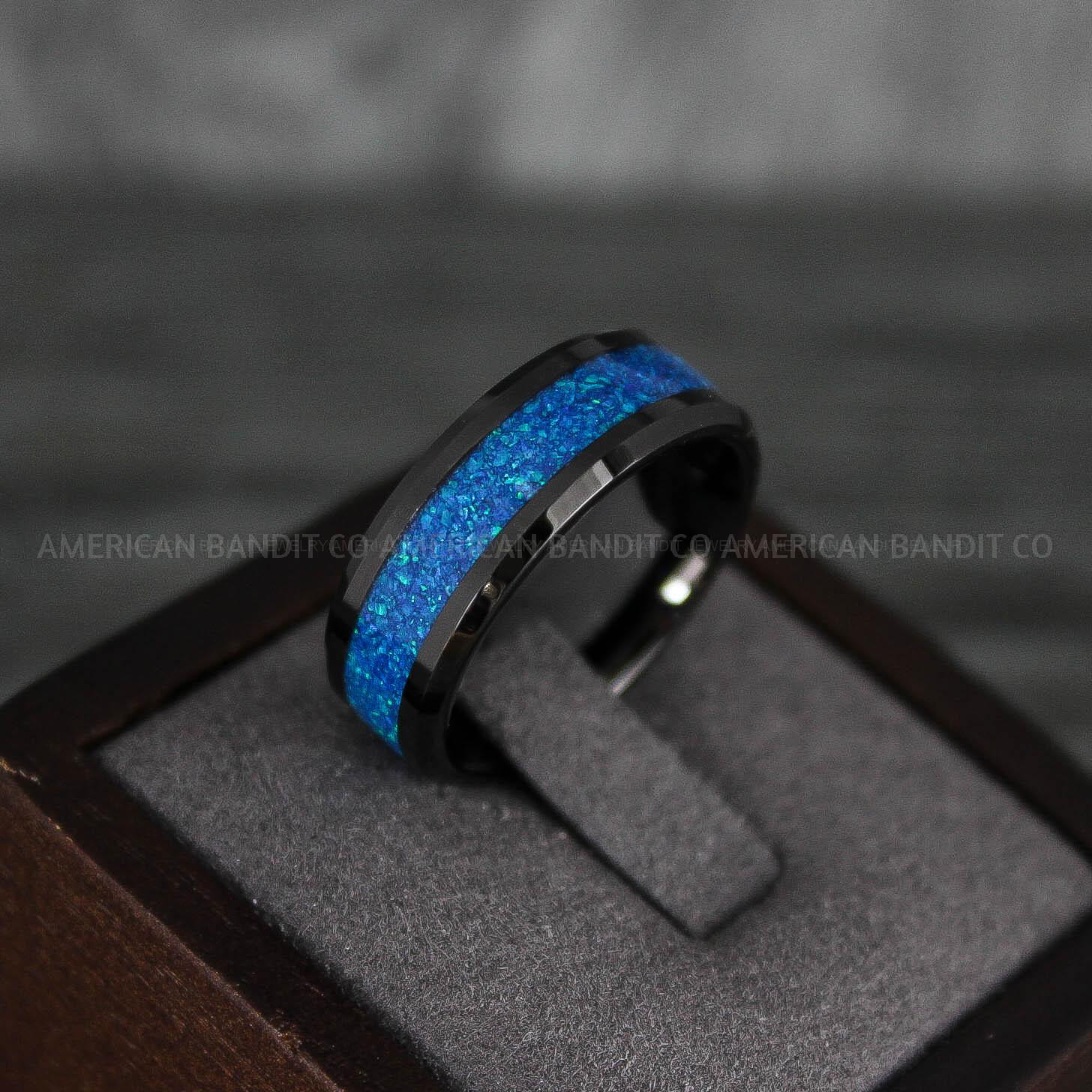 IMG_7865 Opal Ring, Opal Wedding Band, Galaxy Ring, Galaxy Wedding Band, Crushed Opal Wedding Ring - Image 1