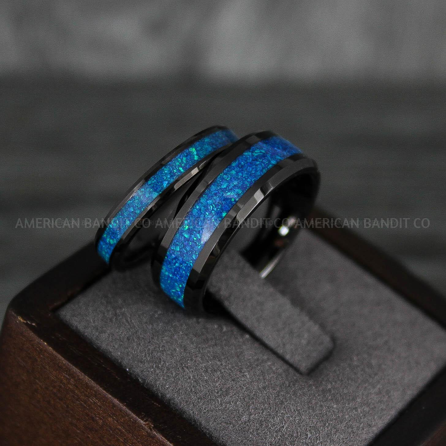 IMG_7866 Opal Ring, Opal Wedding Band, Galaxy Ring, Galaxy Wedding Band, Crushed Opal Wedding Ring - Image 1