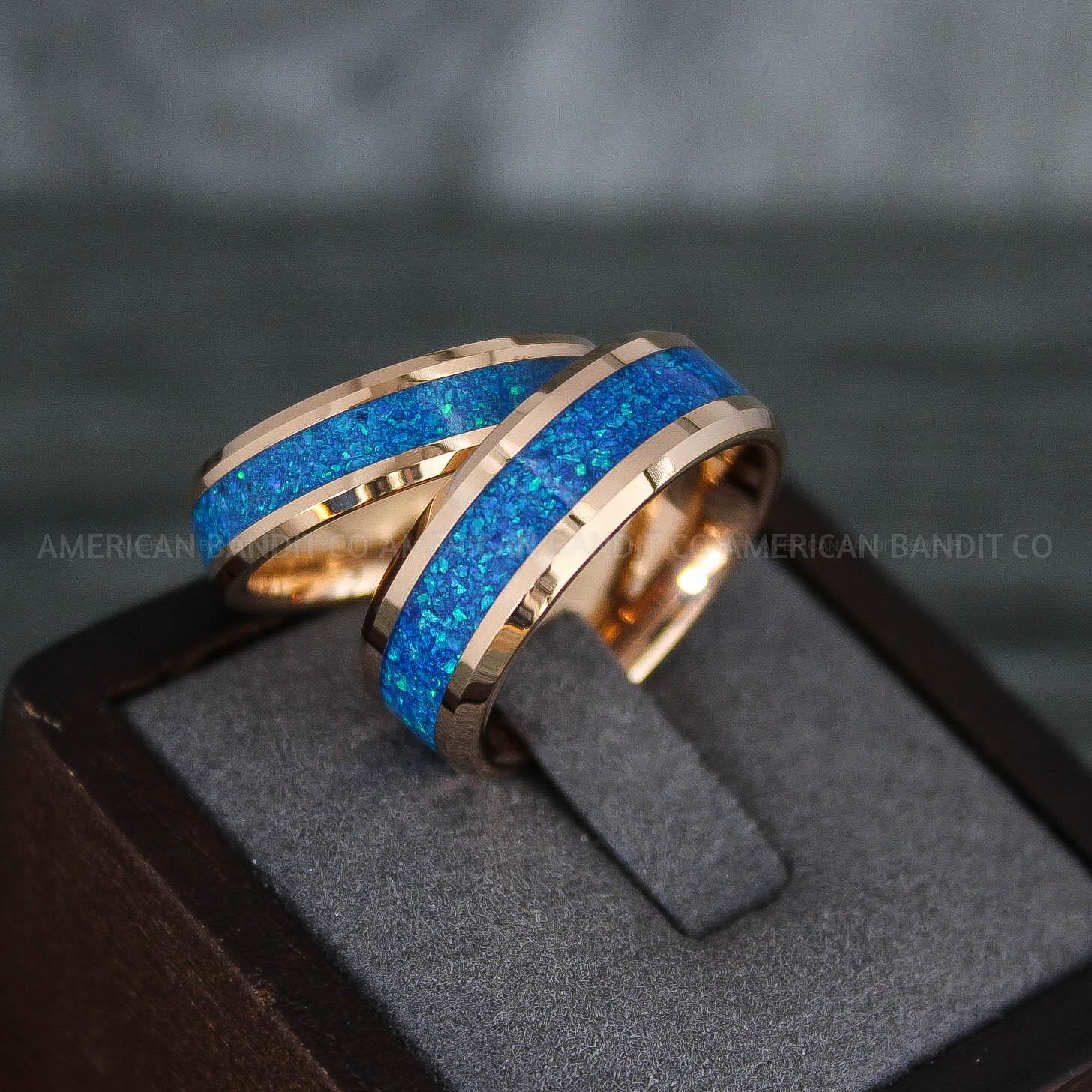 IMG_7868 Opal Rings, Opal Wedding Bands, Galaxy Rings, Galaxy Wedding Bands, Crushed Opal Wedding Rings - Image 1