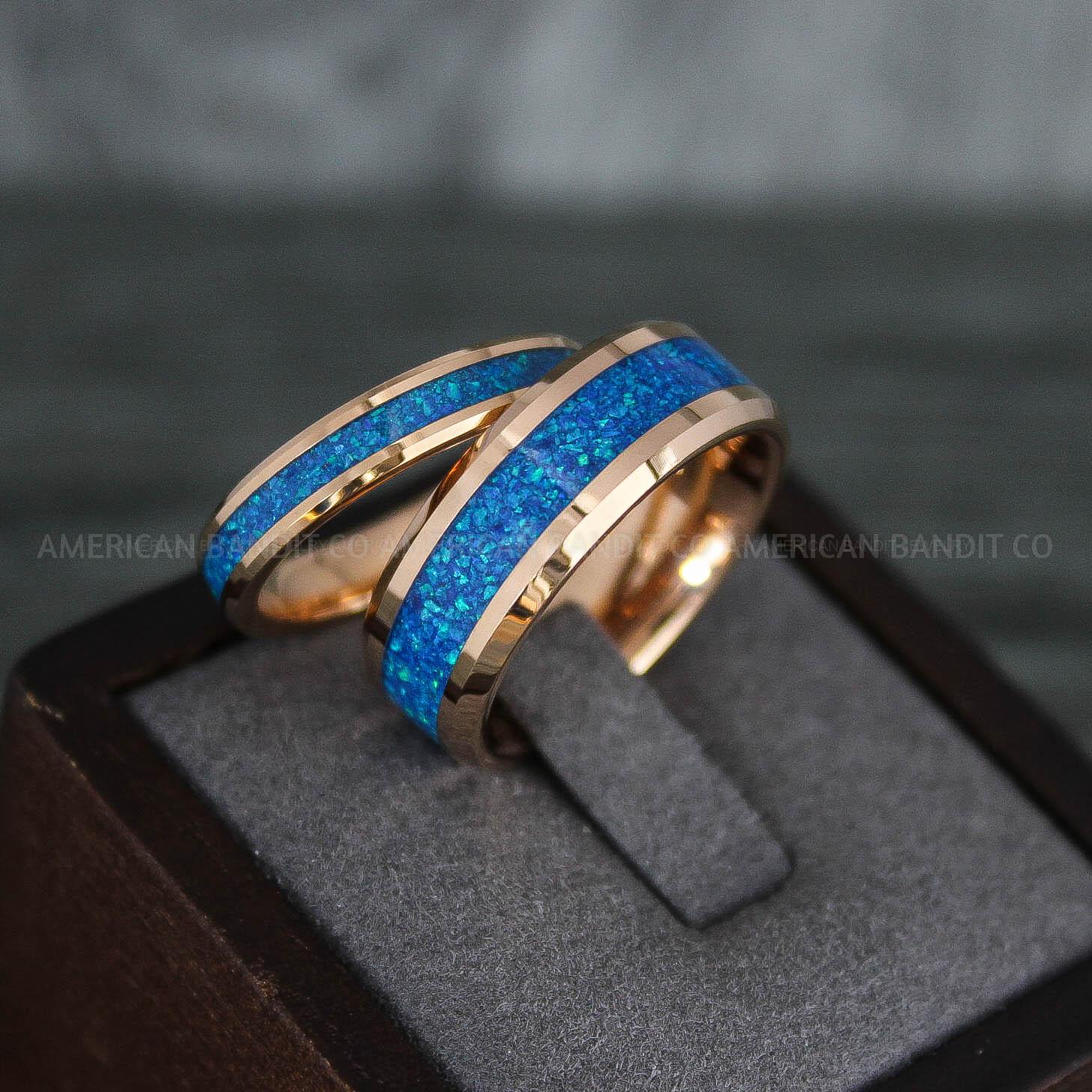 IMG_7869 Opal Rings, Opal Wedding Bands, Galaxy Rings, Galaxy Wedding Bands, Crushed Opal Wedding Rings - Image 1