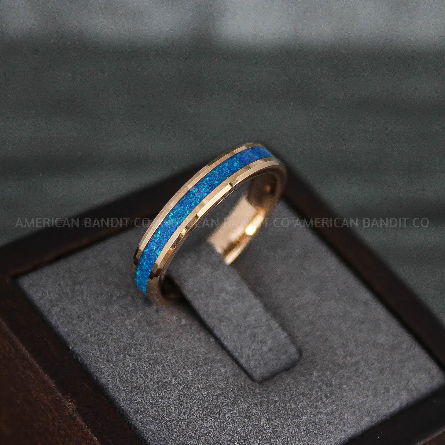 IMG_7870 Opal Ring, Opal Wedding Band, Galaxy Ring, Galaxy Wedding Band, Crushed Opal Wedding Ring - Image 1