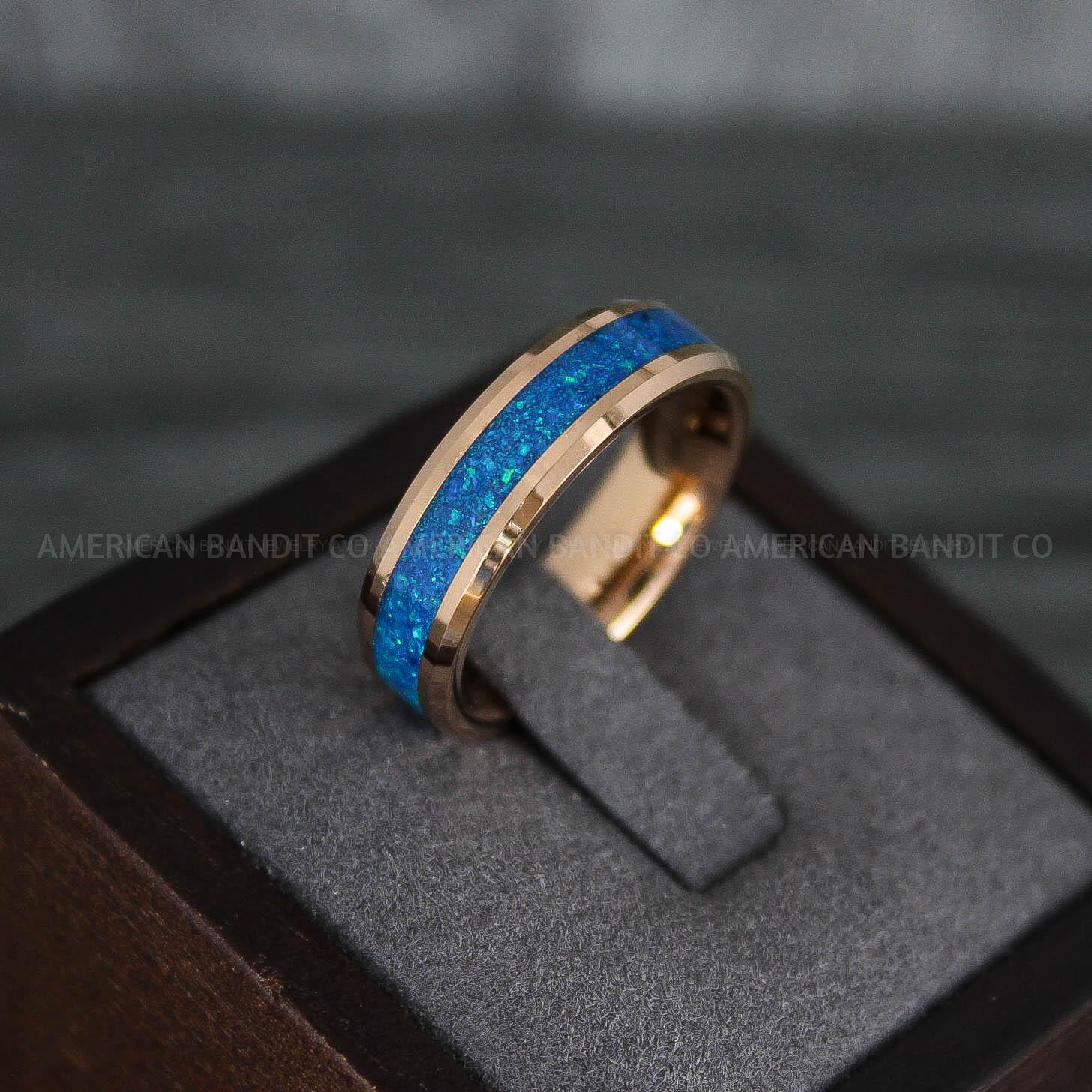 IMG_7872 Opal Ring, Opal Wedding Band, Galaxy Ring, Galaxy Wedding Band, Crushed Opal Wedding Ring - Image 1