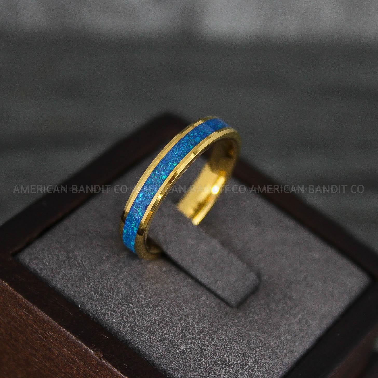 IMG_7873 Opal Ring, Opal Wedding Band, Galaxy Ring, Galaxy Wedding Band, Crushed Opal Wedding Ring - Image 1