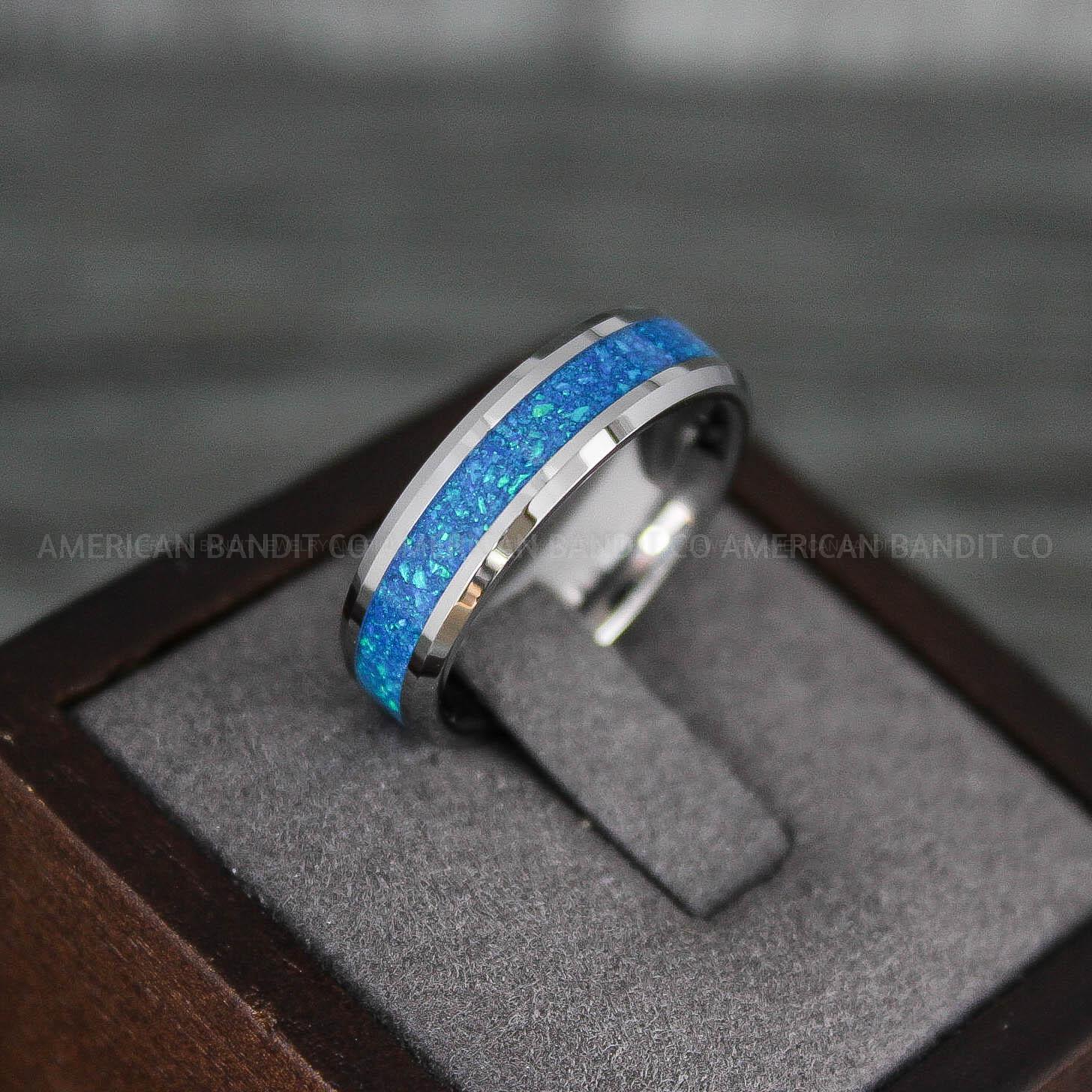 IMG_7876 Opal Ring, Opal Wedding Band, Galaxy Ring, Galaxy Wedding Band, Crushed Opal Wedding Ring - Image 1