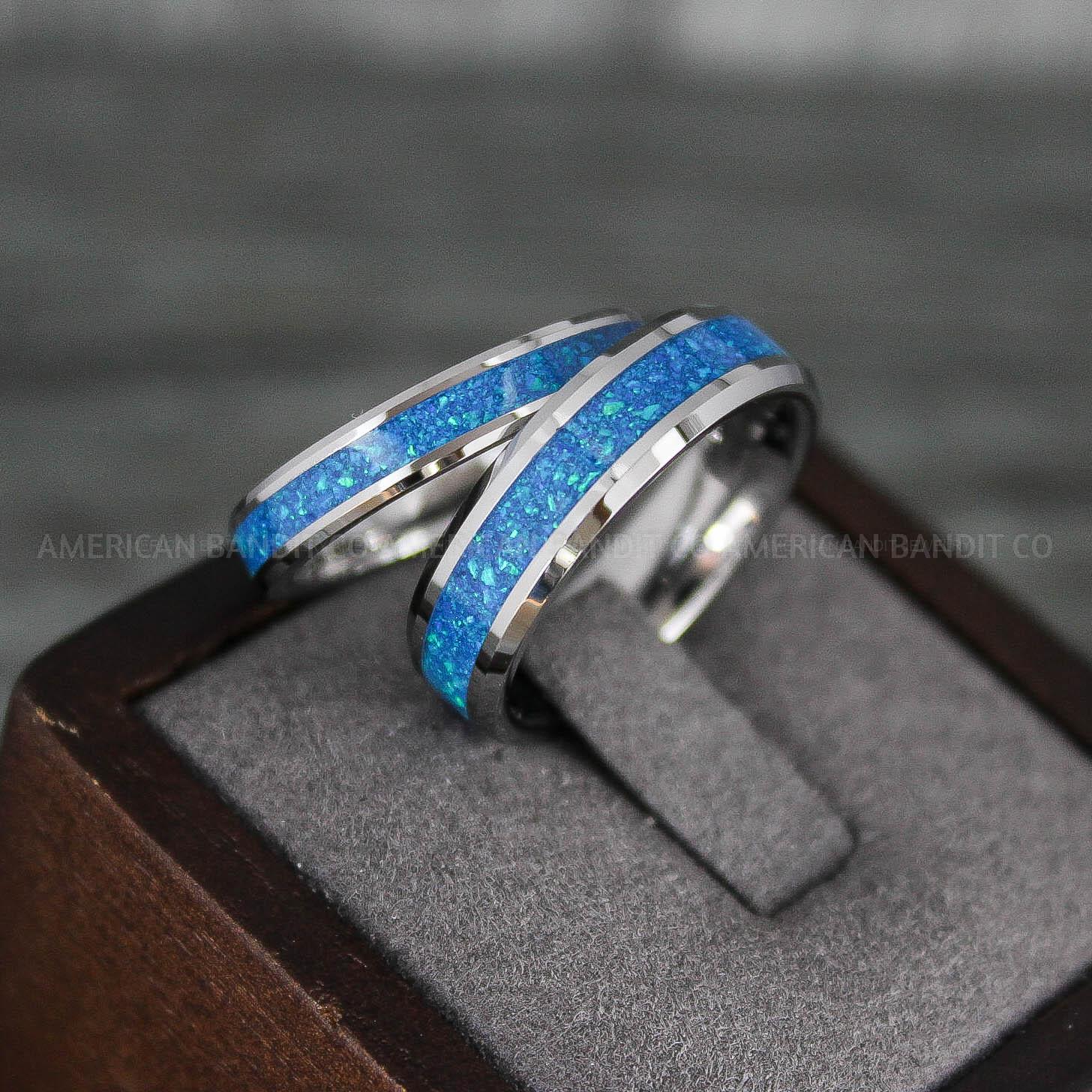 IMG_7877 Opal Ring, Opal Wedding Band, Galaxy Ring, Galaxy Wedding Band, Crushed Opal Wedding Ring - Image 1