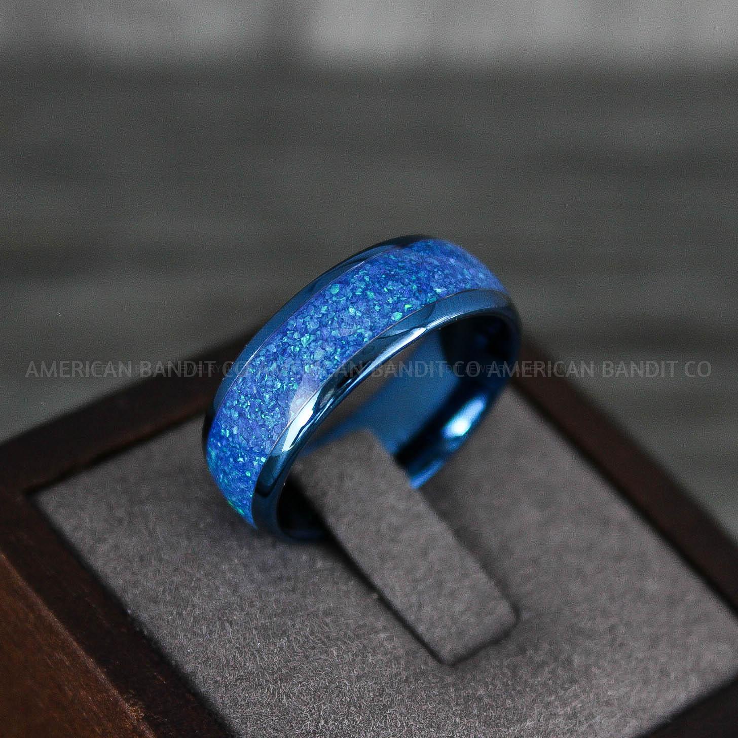 IMG_7879 Opal Ring, Opal Wedding Band, Galaxy Ring, Galaxy Wedding Band, Crushed Opal Wedding Ring - Image 1