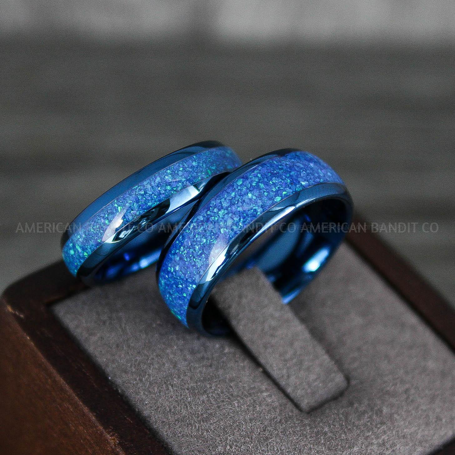 IMG_7880 Opal Rings, Opal Wedding Bands, Galaxy Rings, Galaxy Wedding Bands, Crushed Opal Wedding Rings - Image 1