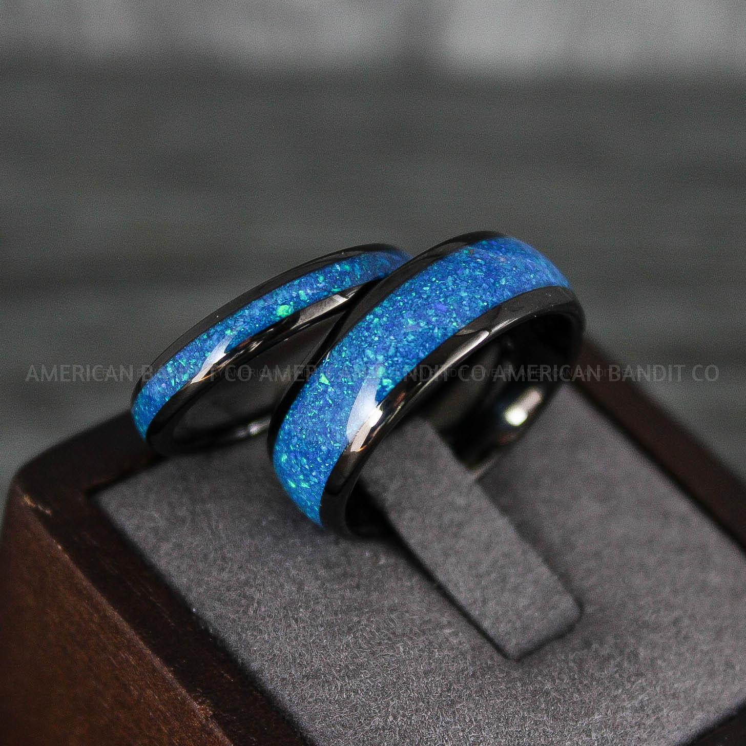IMG_7883 Opal Rings, Opal Wedding Bands, Galaxy Rings, Galaxy Wedding Bands, Crushed Opal Wedding Rings - Image 1